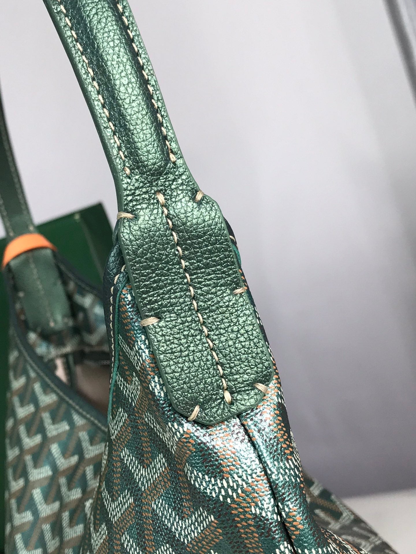 BohÃ¨me Hobo Bag 42cm Green Canvas Chevroches Calfskin
