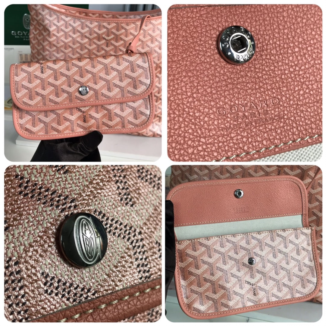 BohÃ¨me Hobo Bag 42cm Pink Canvas Chevroches Calfskin