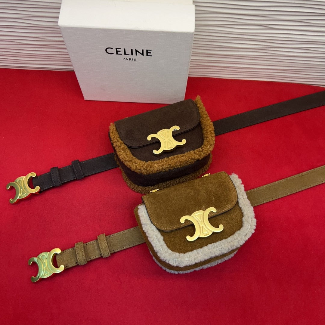 Celine 2026 Triomphe Belt Bag 13mm Suede