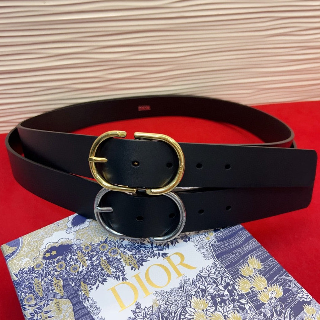 Dior 2026 Oval Buckle Belt 35mm Leather