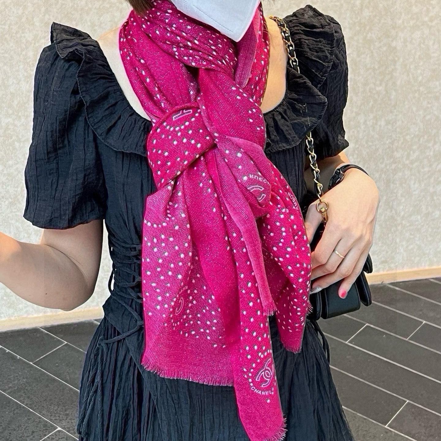 CC Scarf 200 CM In Dark Pink Polka Dot Cashmere 274119