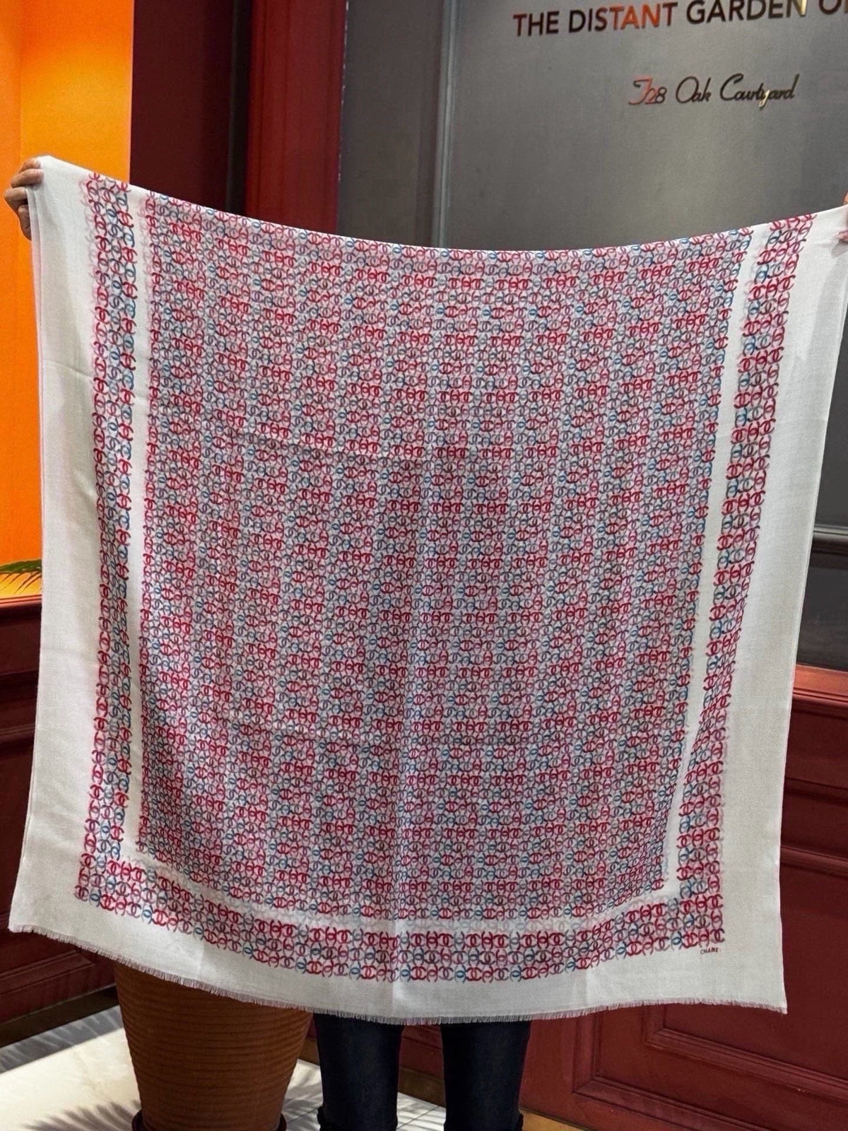 Chanel 2026 Double-C Monogram Scarf 200cm Colorful Cashmere 211958