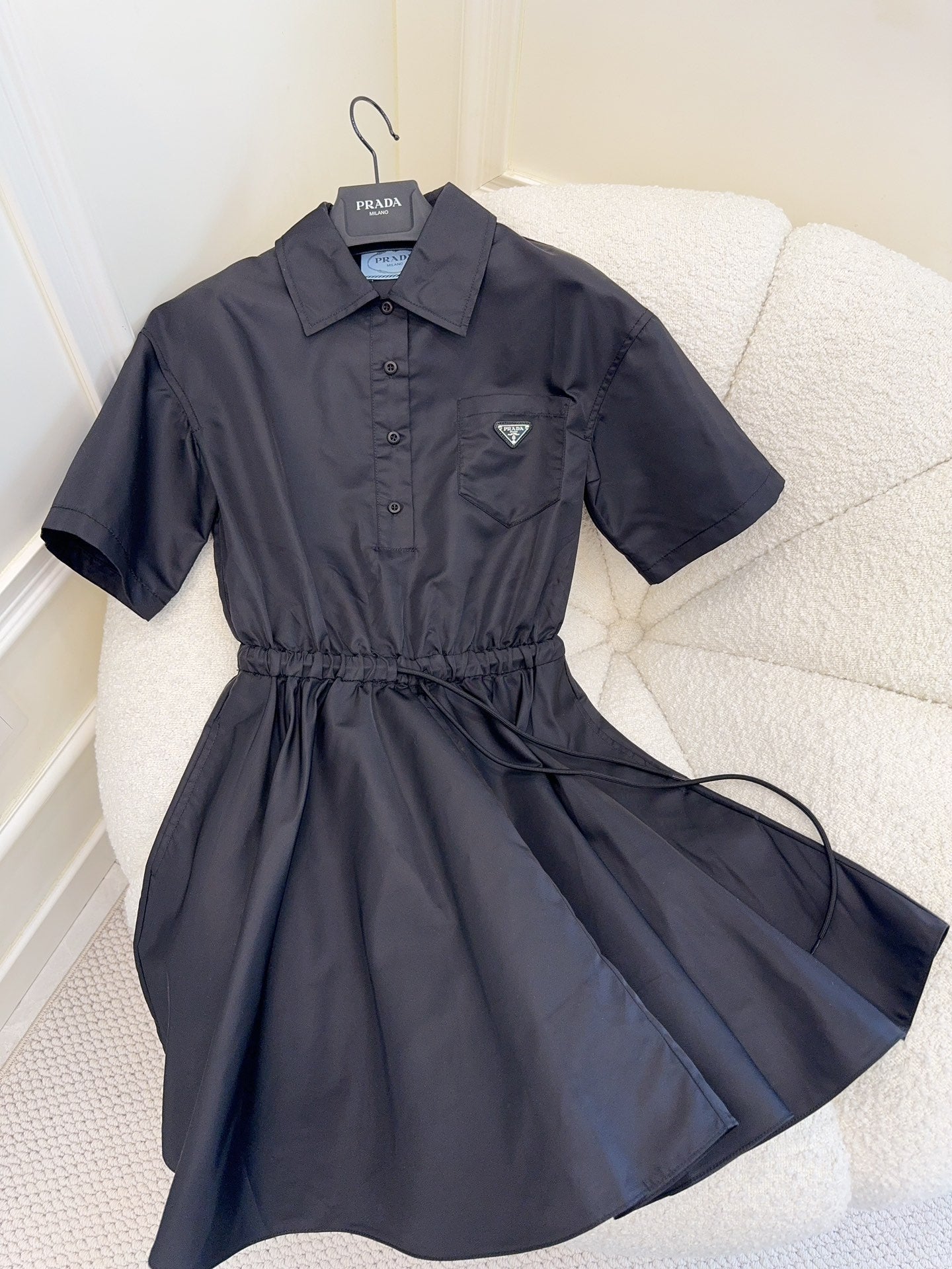 Prada 25 Short-sleeved Dress Black Re-Nylon