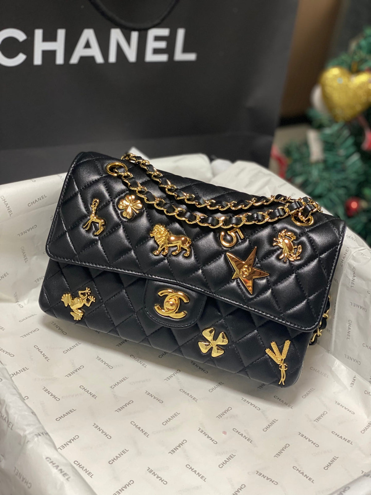 Chanel 2026 Animal Gold Charm Flap Bag Lambskin