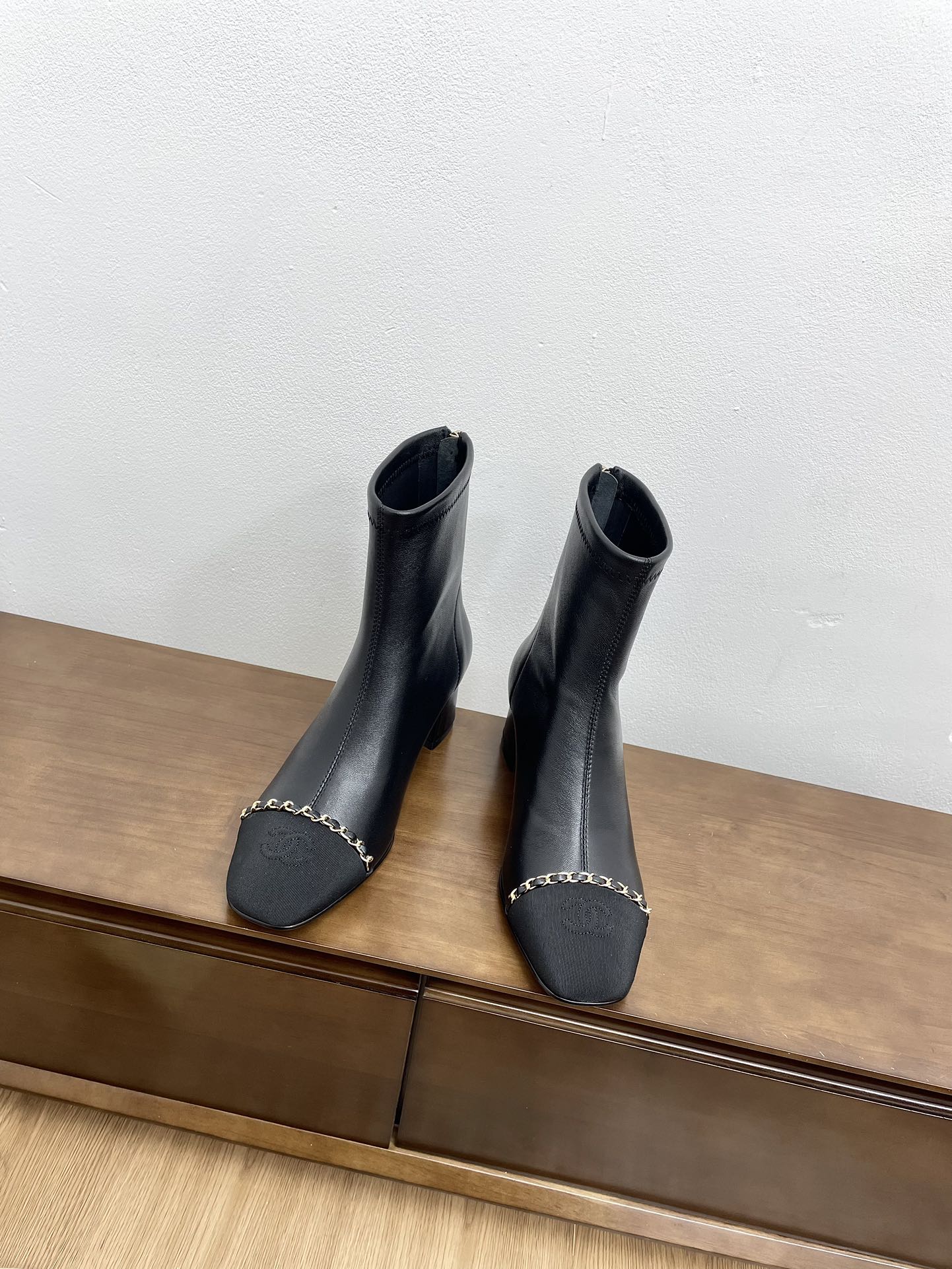 CC Ankle Boots 50mm Black Chain Lambskin