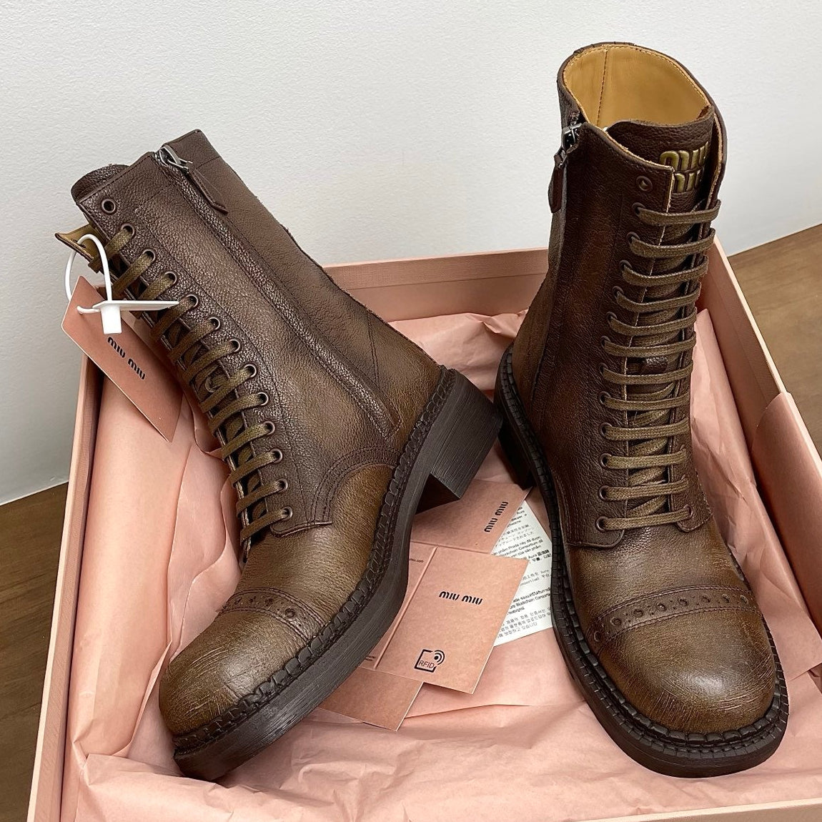 Miumiu 25 Boot Earthy Brown Calfskin 511528