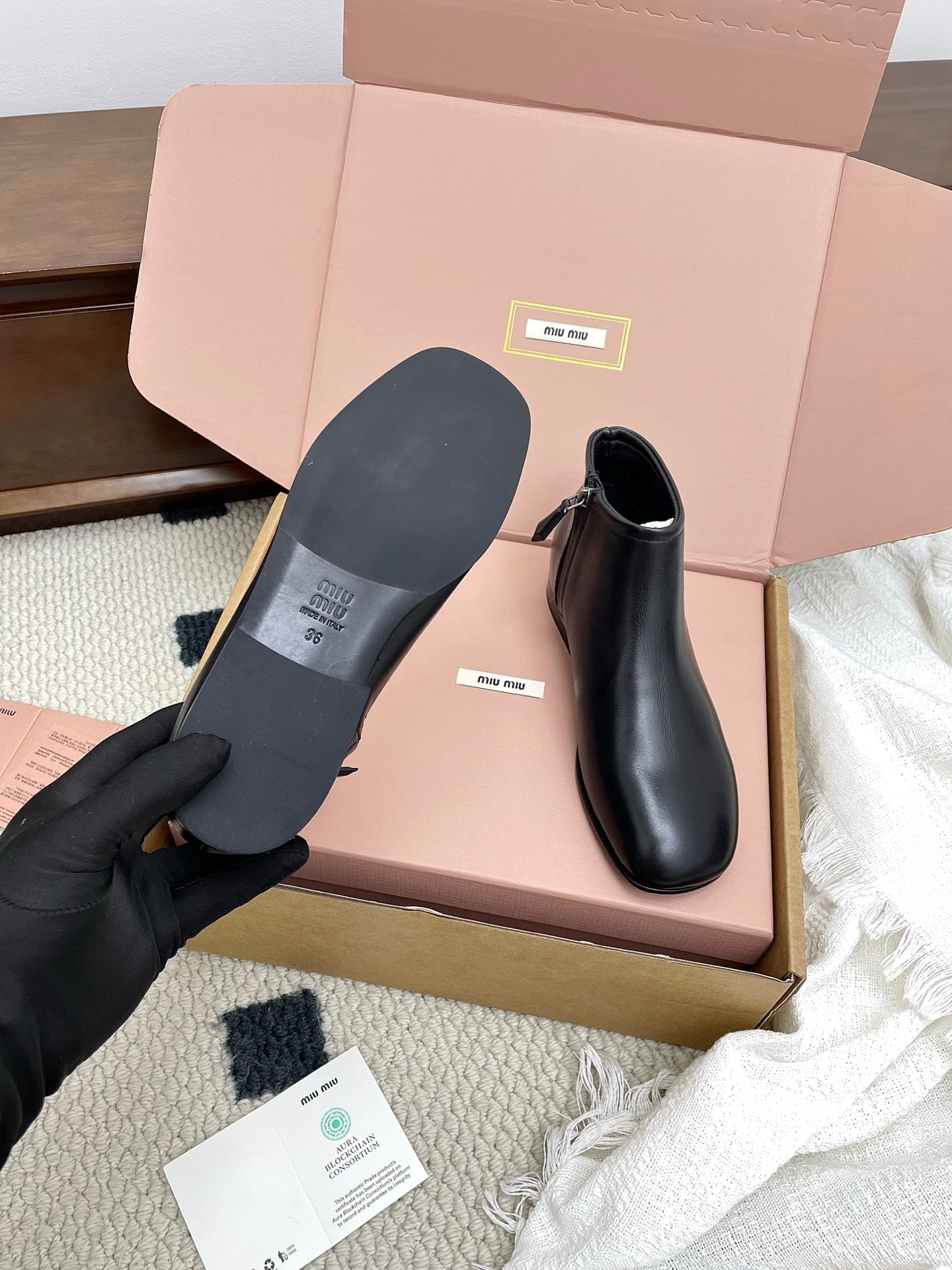 Miumiu 25 Chelsea Short Boot Black Cowhide 511541