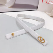 Valentino Garavani VLogo Signature 30MM White Calfskin Gold Buckle