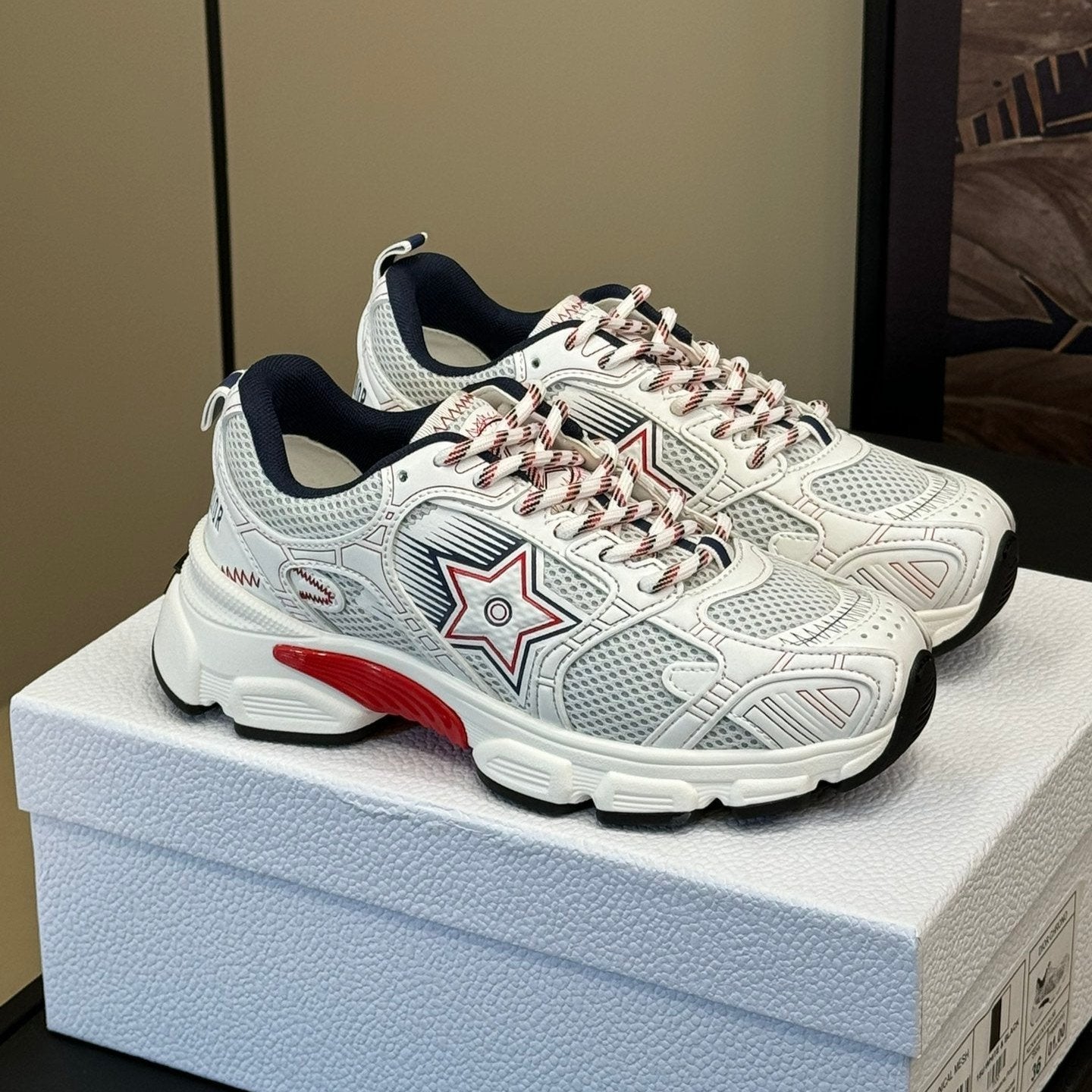 CD Chrono Sneaker White Mix Red Mesh Fabric 992629