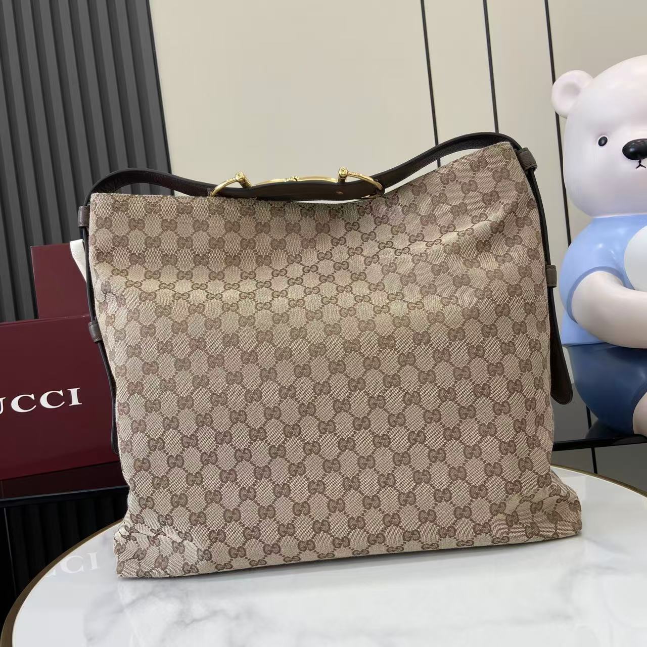 Gucci 25 Beatrix 40cm Handbag Beige mix Dark Brown Canvas Leather 292317