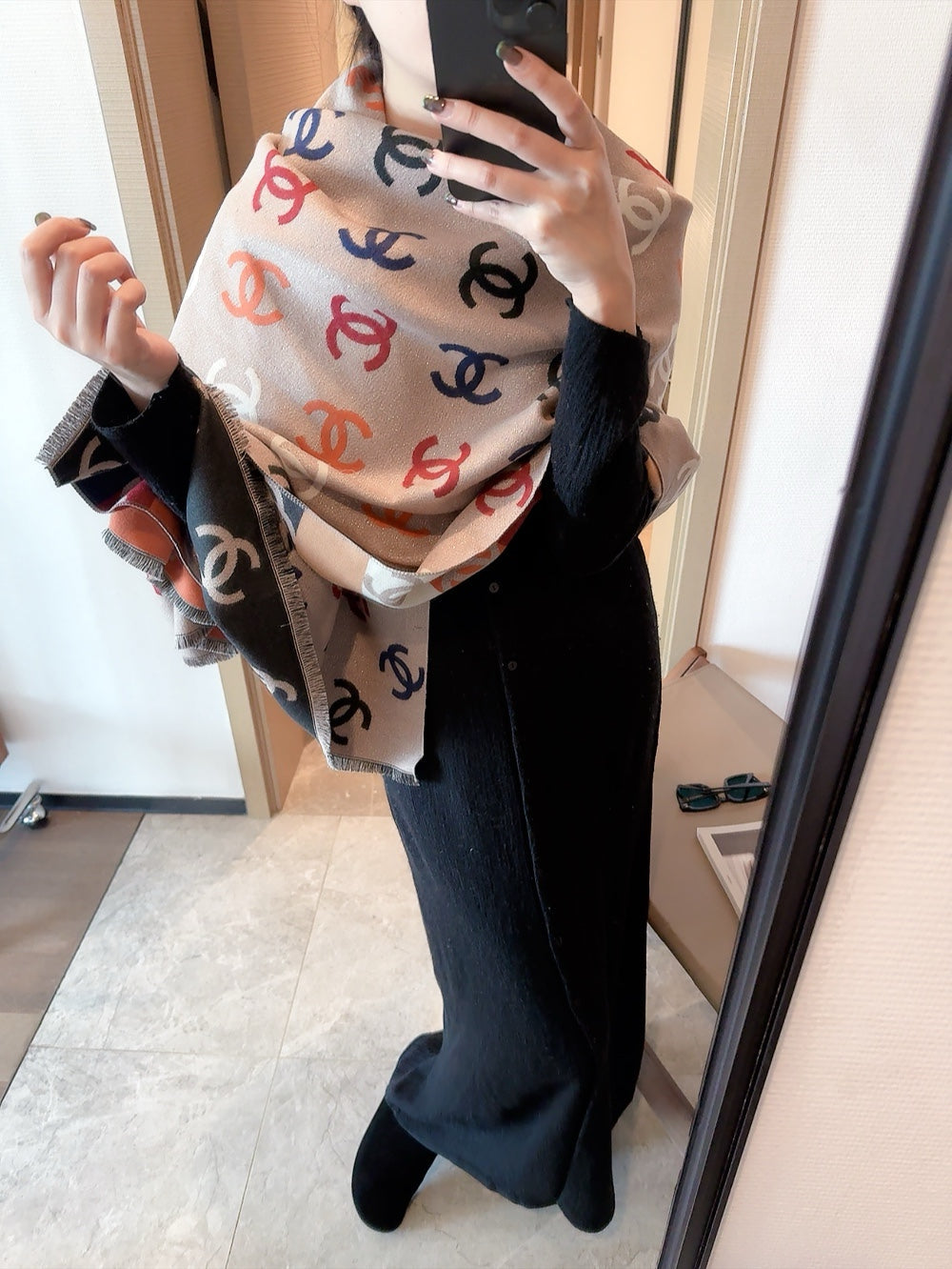 CC Scarf 180 CM In Colorful Two-Sided Wool Cashmere 383985