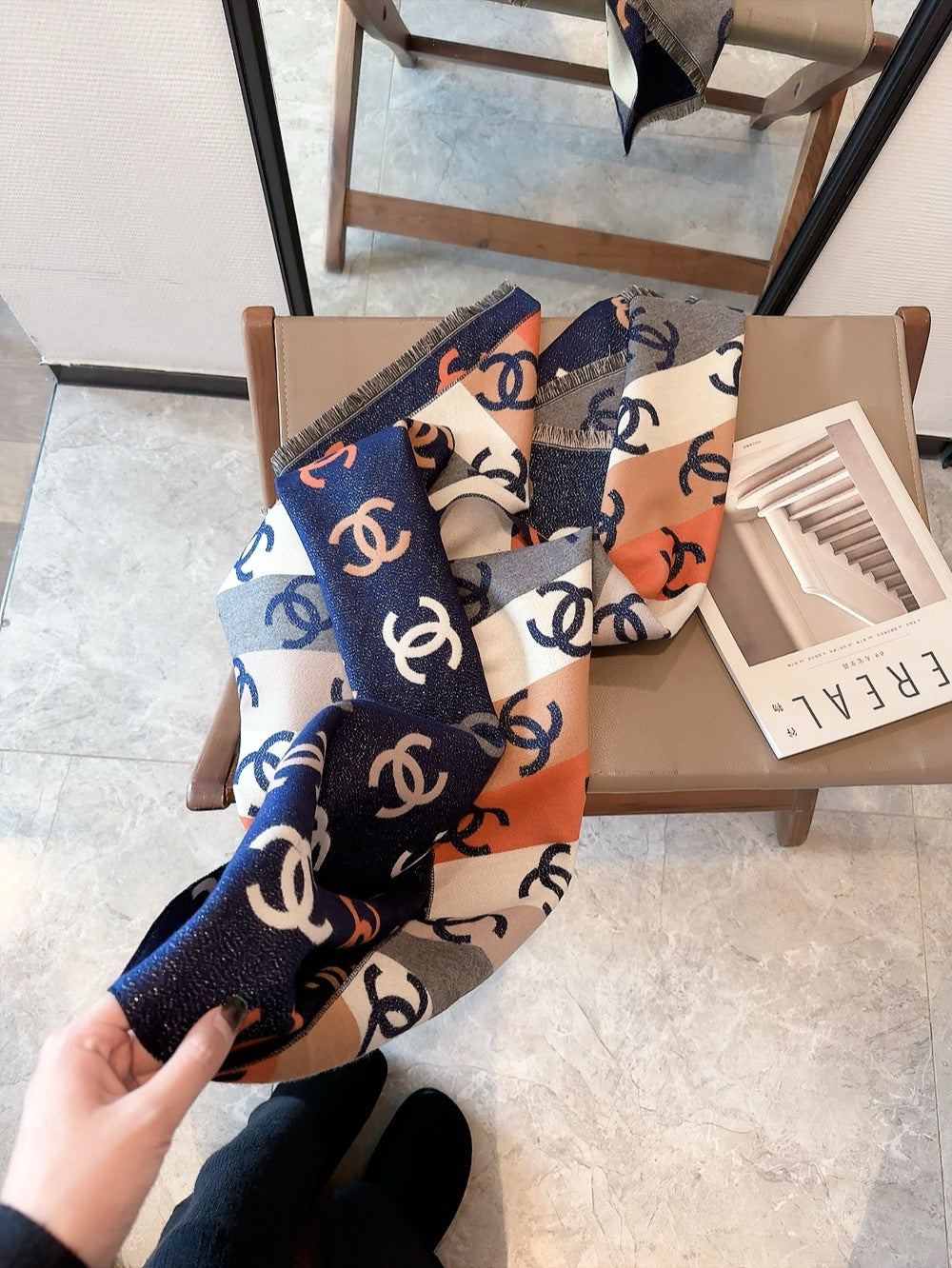 CC Scarf 180 CM In Colorful Two-Sided Wool Cashmere 383985