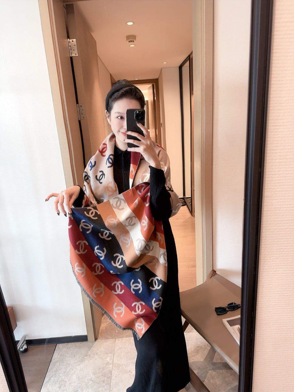 CC Scarf 180 CM In Colorful Two-Sided Wool Cashmere 383985