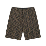 Fendi 2026 Men's Shorts Monogram Black Brown Jacquard Woven Fabric