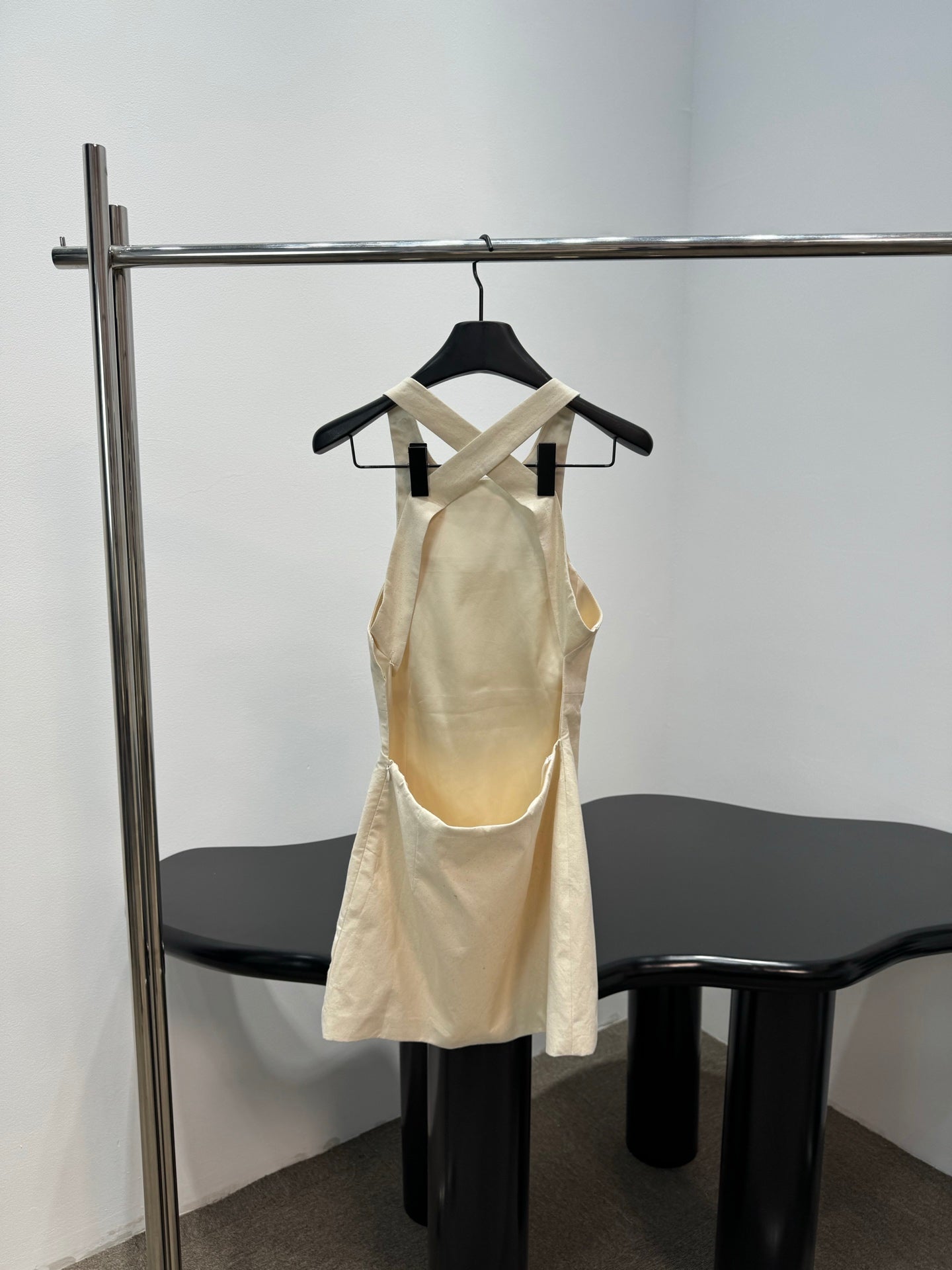 Miumiu 2026 Rhinestone Dress Cream Green Cotton