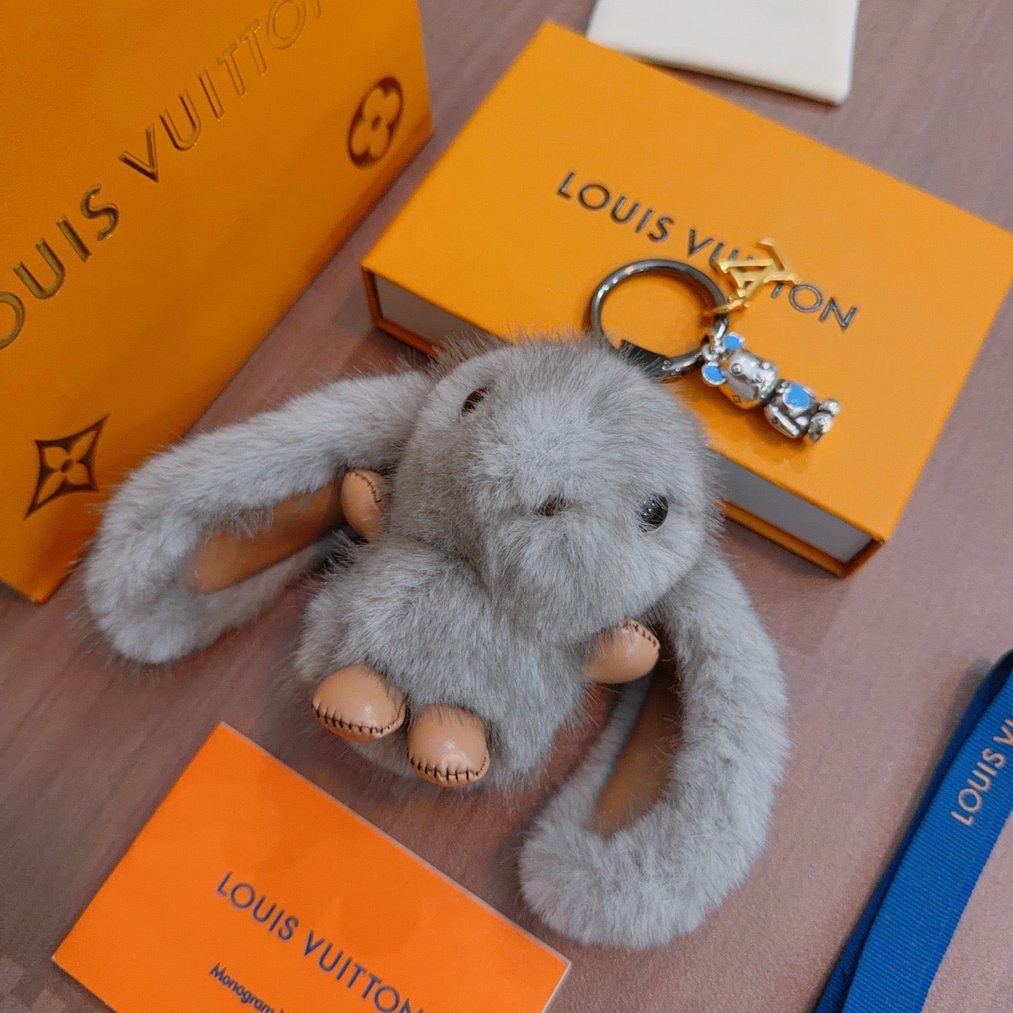 LV Gray Rabbit Keychain Charm