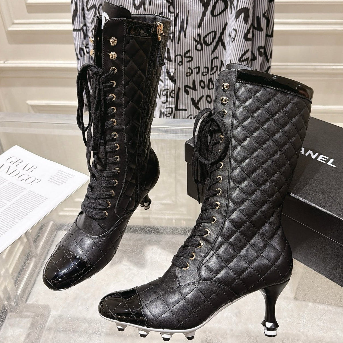Chanel 2026 Quilted Knee-High Boots 70mm Leather 124280