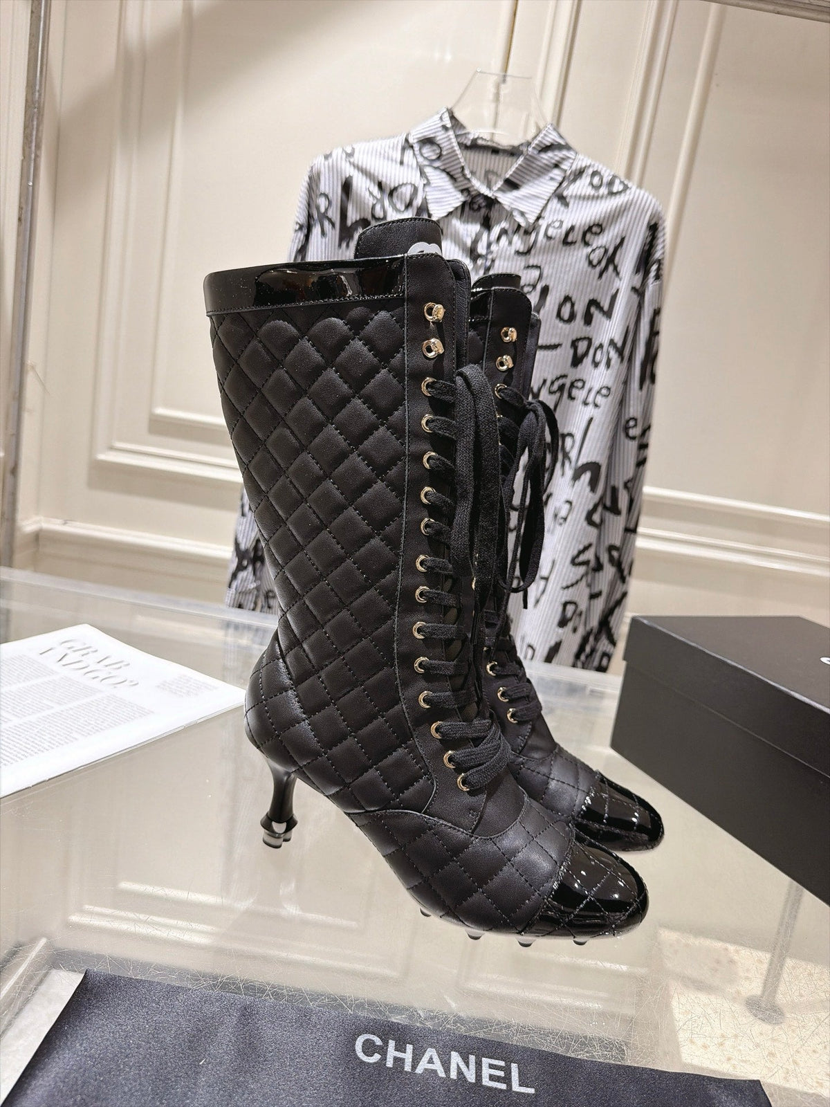 Chanel 2026 Quilted Knee-High Boots 70mm Leather 124280