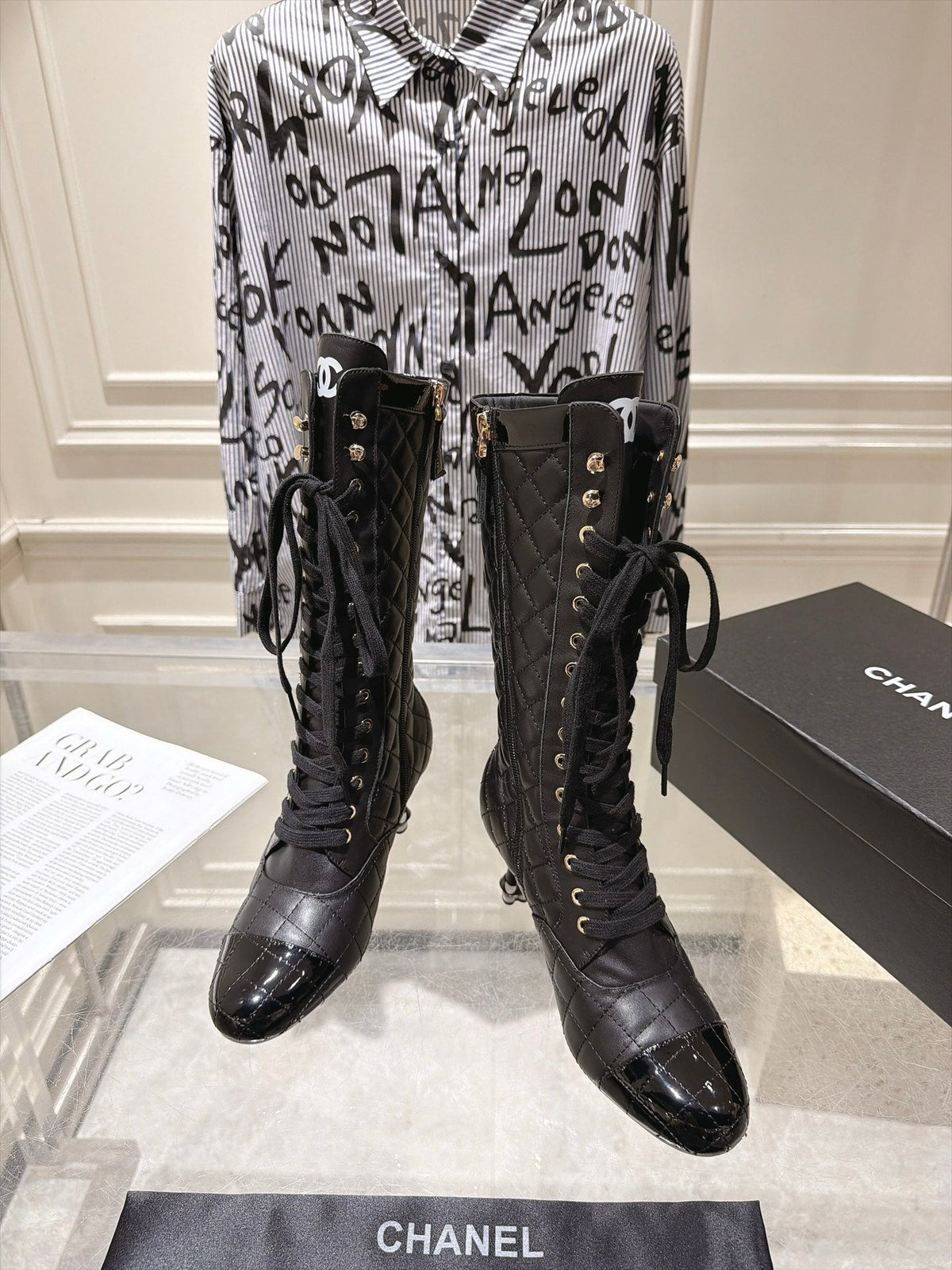 Chanel 2026 Quilted Knee-High Boots 70mm Leather 124280