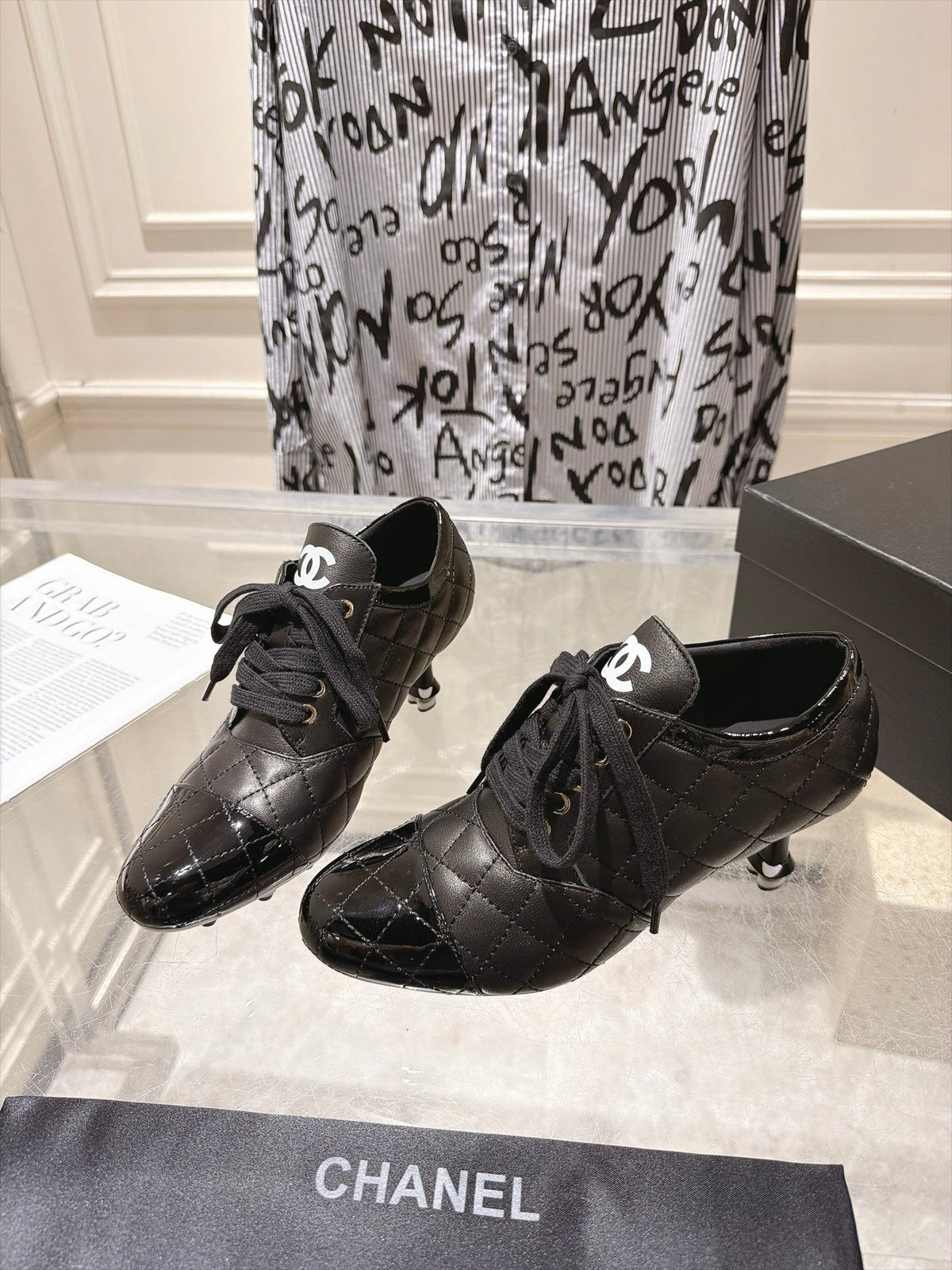 Chanel 2026 Quilted Lace-Up Pumps 70mm Leather 124286