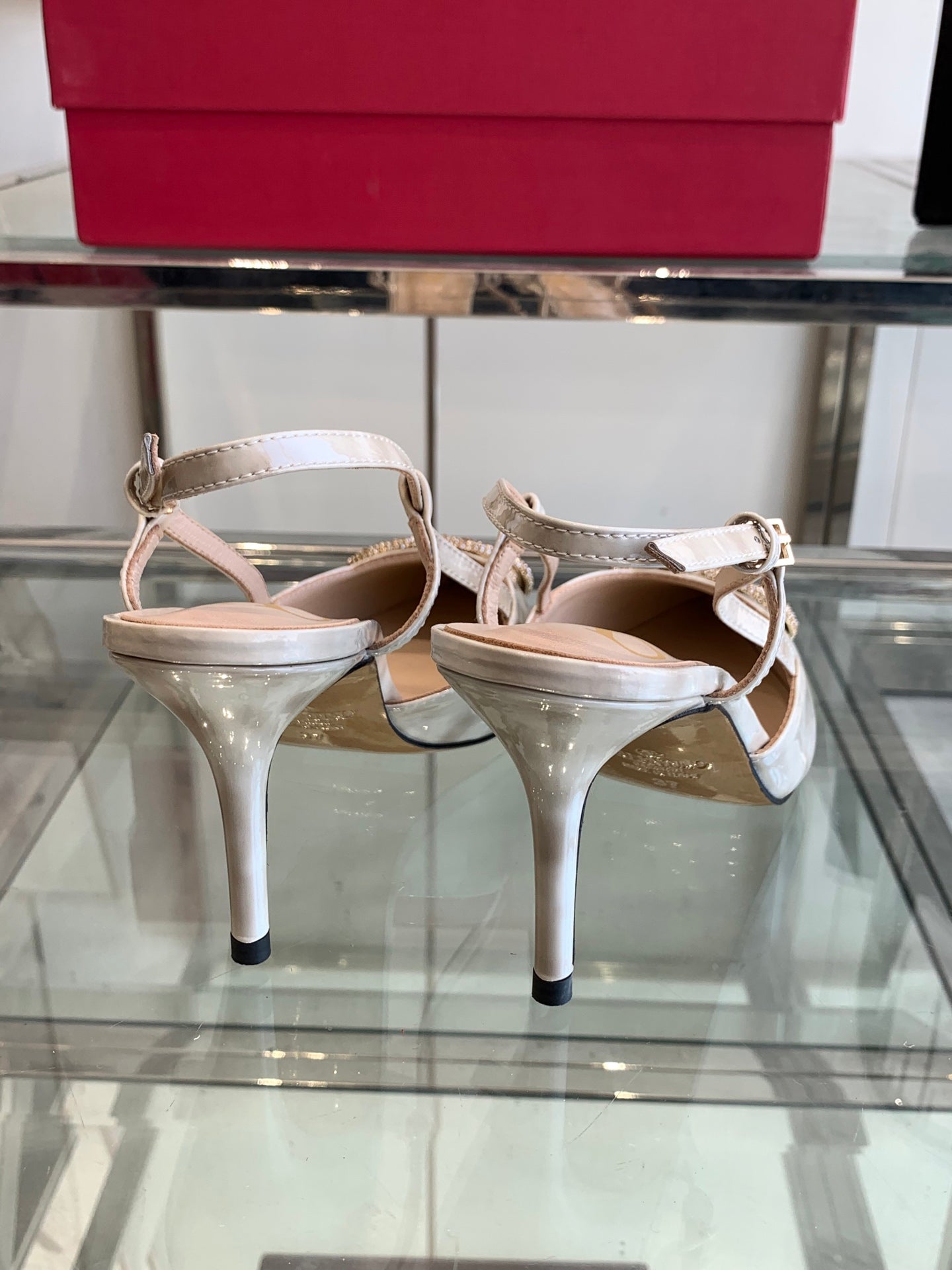 VT 25 High Heels Slingbacks Ivory Cowhide 292344