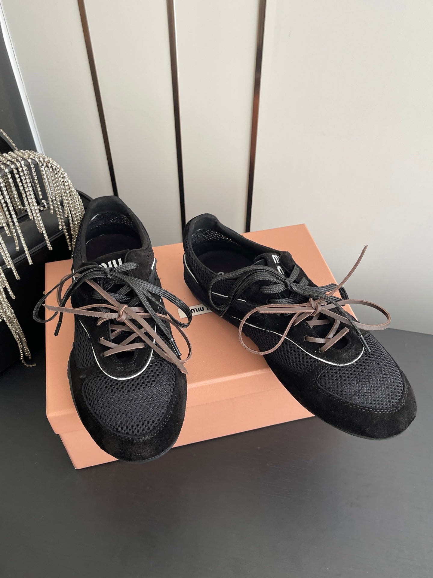 MIU 26 Casual Sneaker Black Fabric Suede 631628