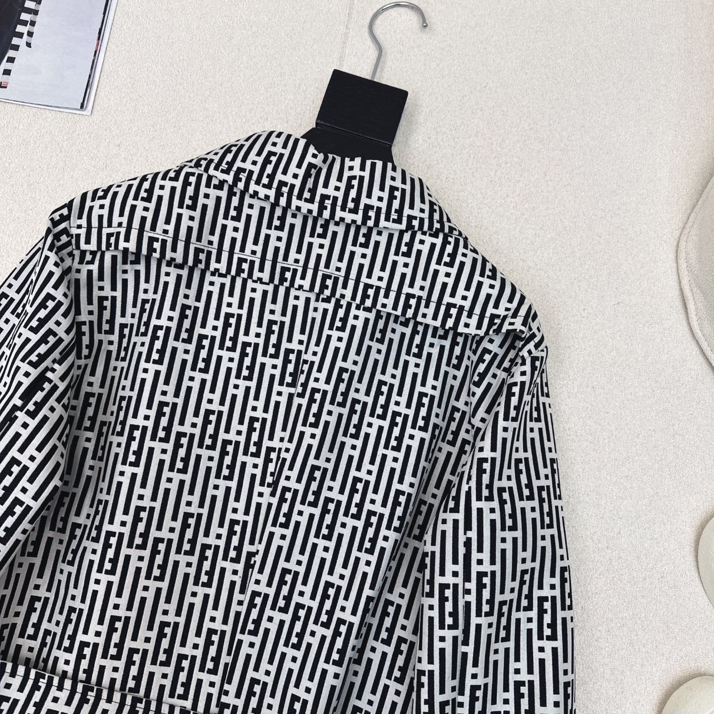 Fendi 25 Windbreaker Jacket Black White Cotton