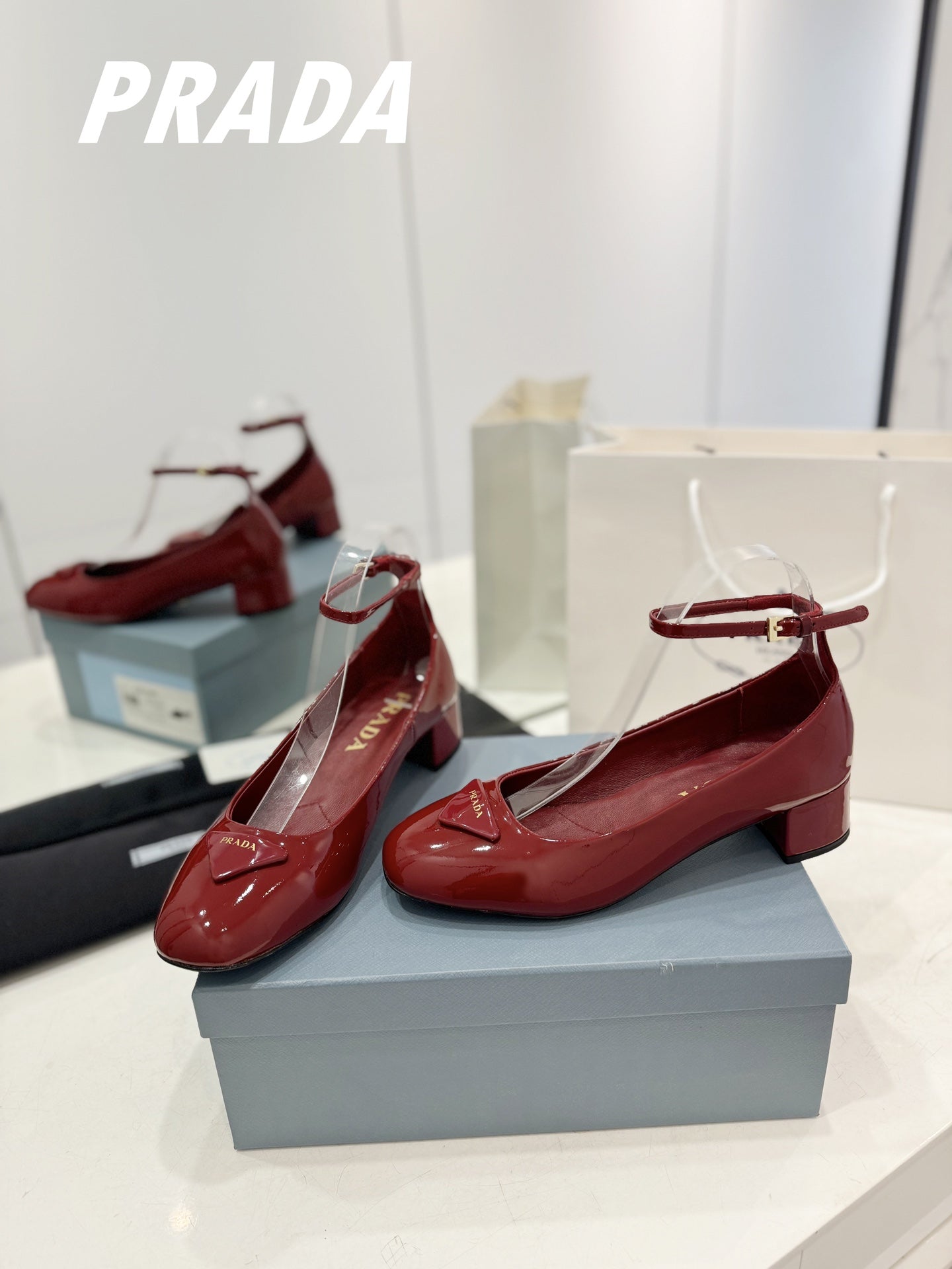 PRA NAPPA MARY JANE PUMPS JAM LAMBSKIN