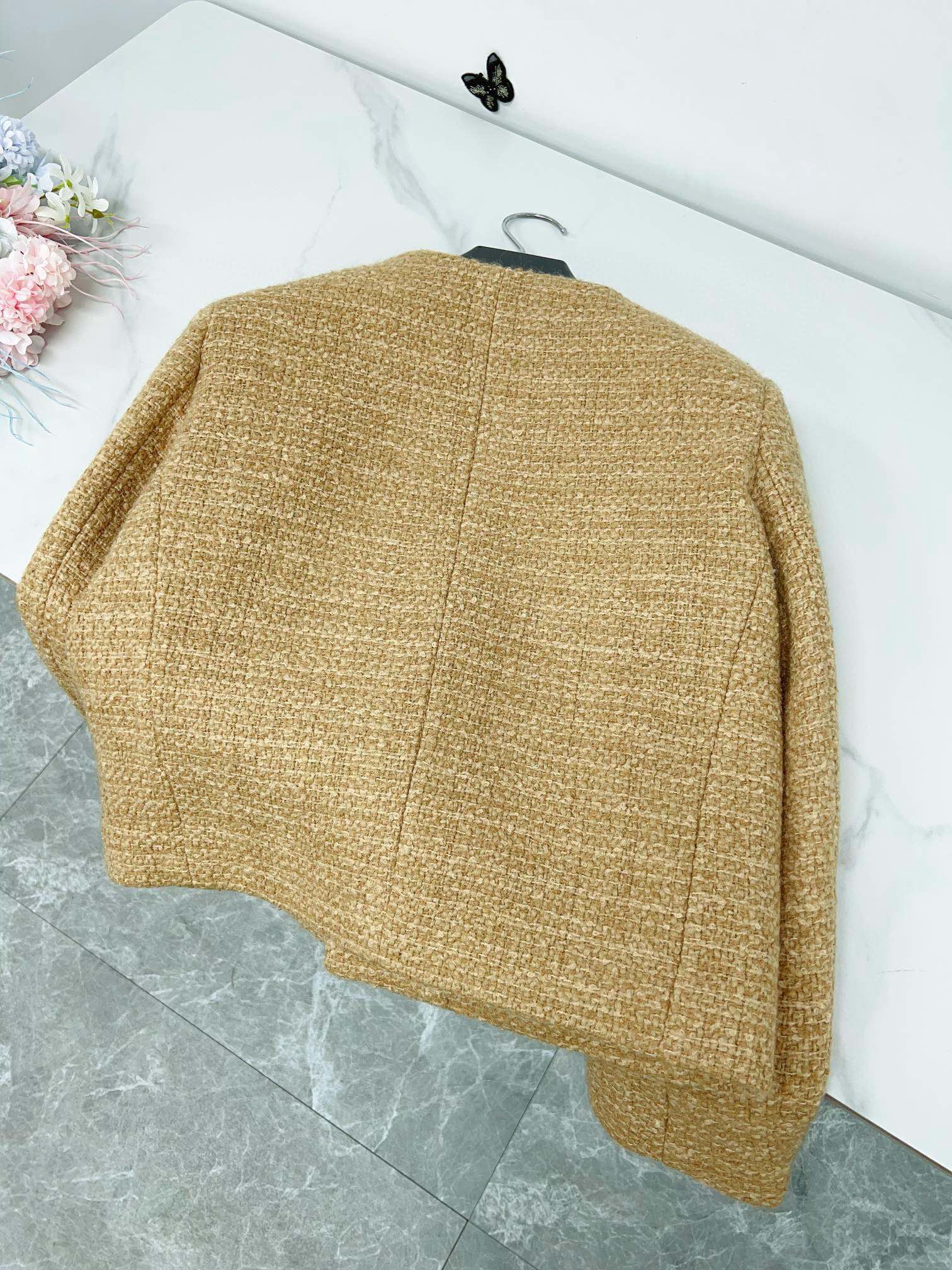 Celine Jacket Khaki Gold Wool Cotton 290462