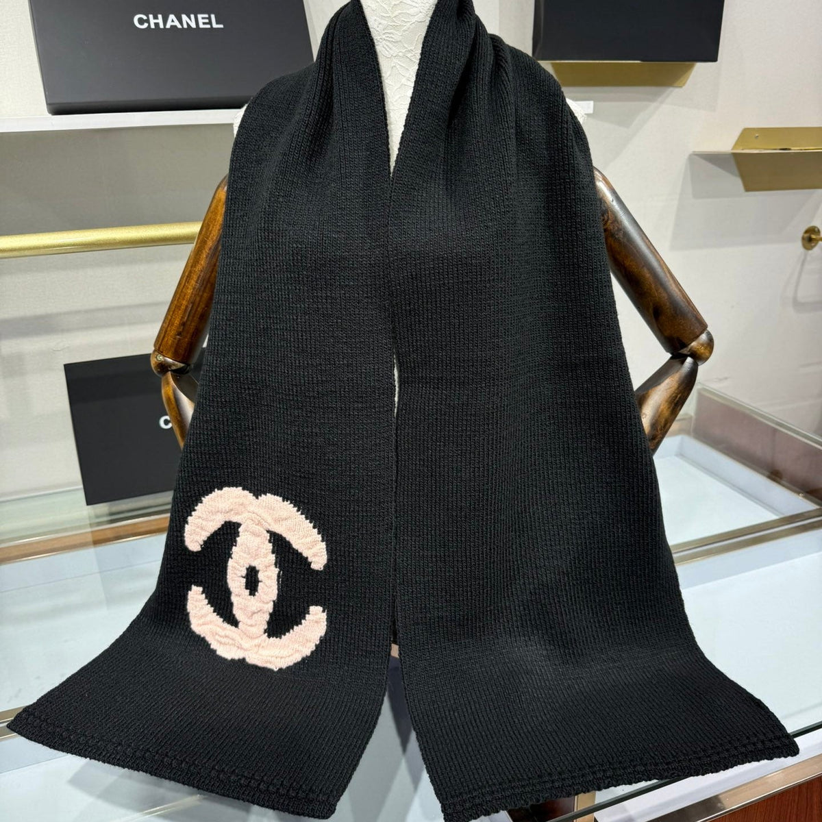 Chanel 2026 CC Logo Scarf 190cm Wool 197275