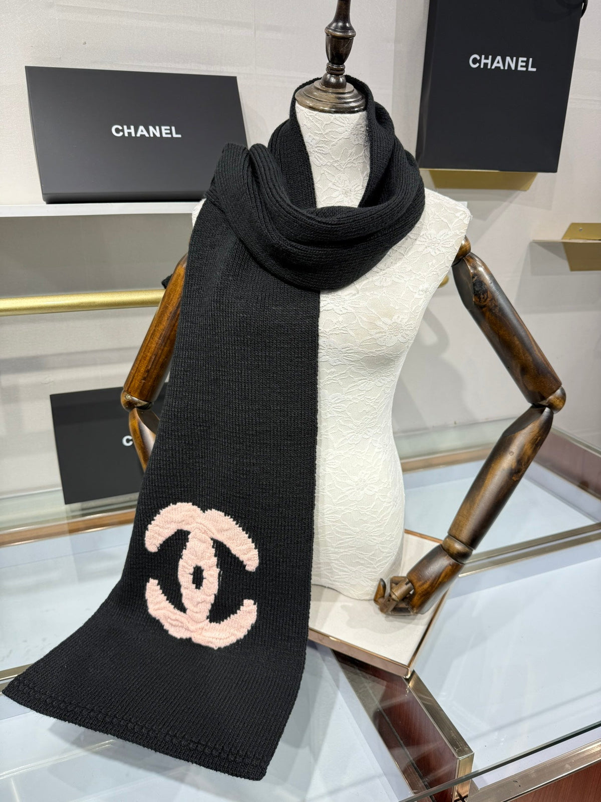 Chanel 2026 CC Logo Scarf 190cm Wool 197275