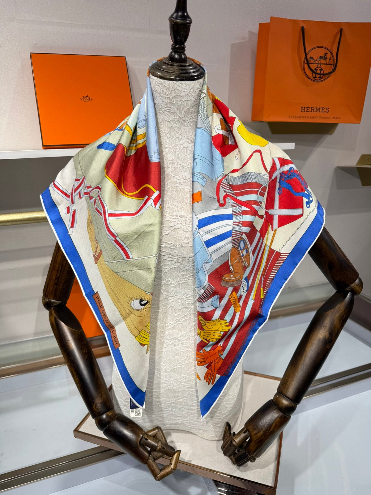 Hermès 2026 Pêle-Mêle Sellier Scarf 90cm Colorful Silk 218413