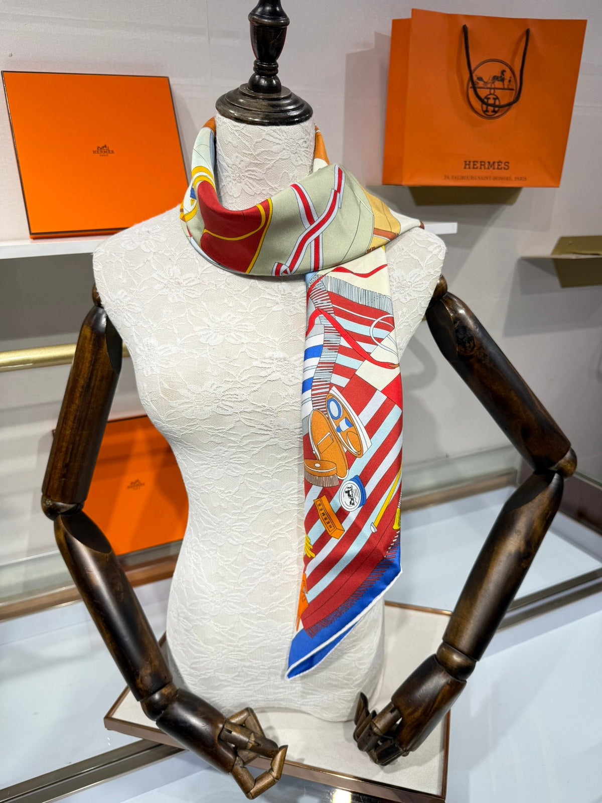 Hermès 2026 Pêle-Mêle Sellier Scarf 90cm Colorful Silk 218413