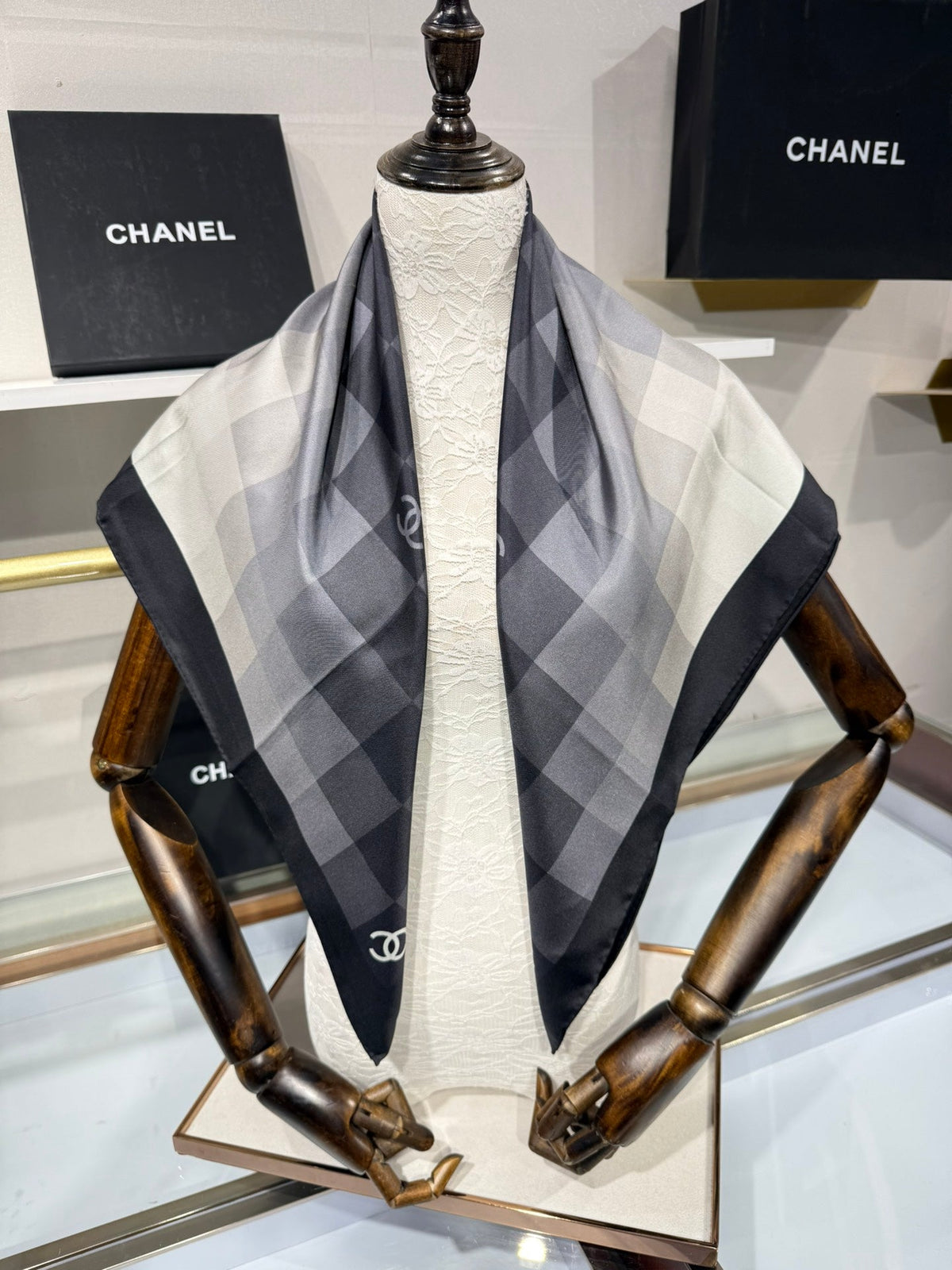 Chanel 2026 Gradient Pattern Scarf 90cm Silk 200709