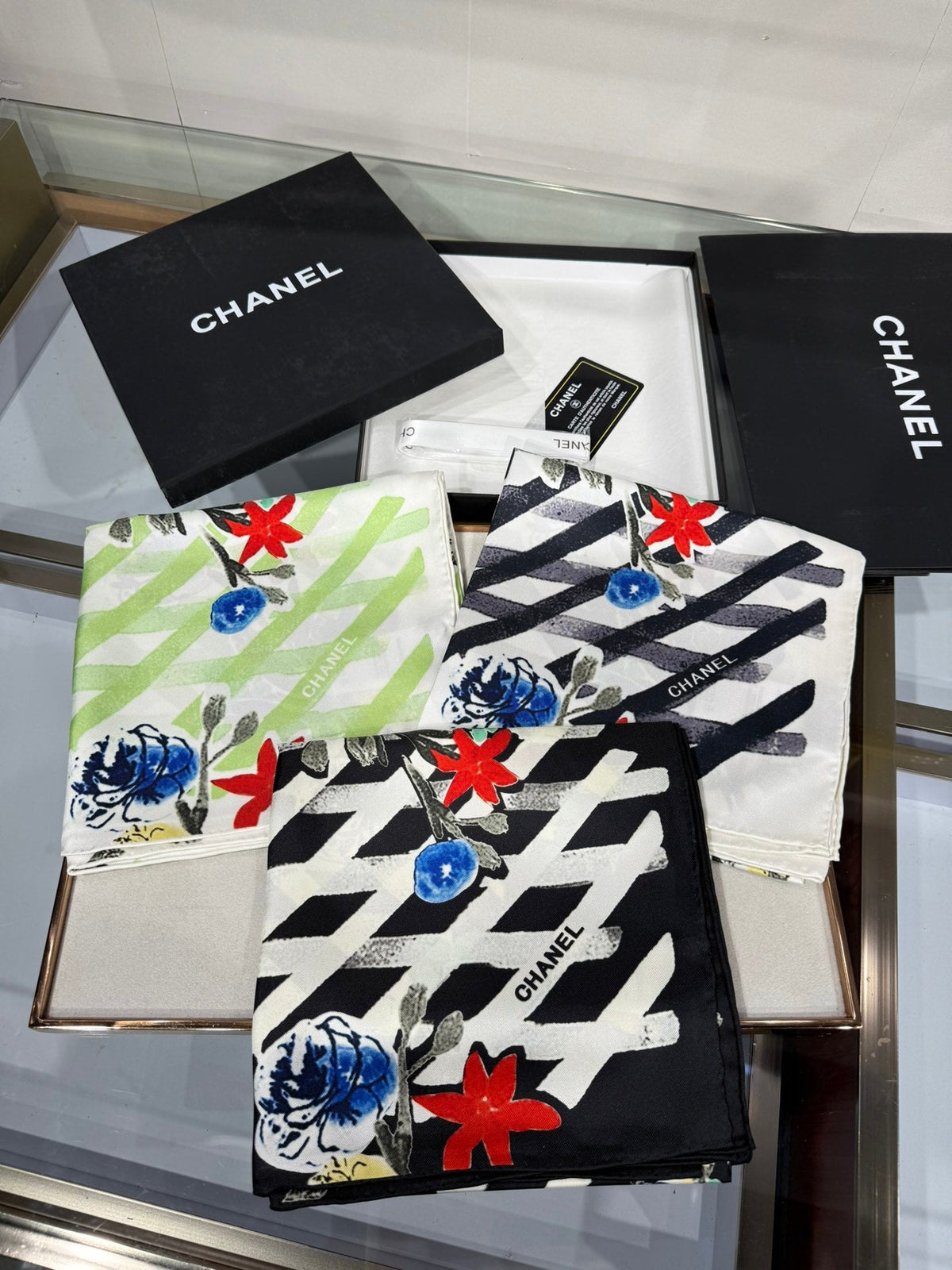Chanel 2026 Floral Pattern Scarf 90cm Silk 201765