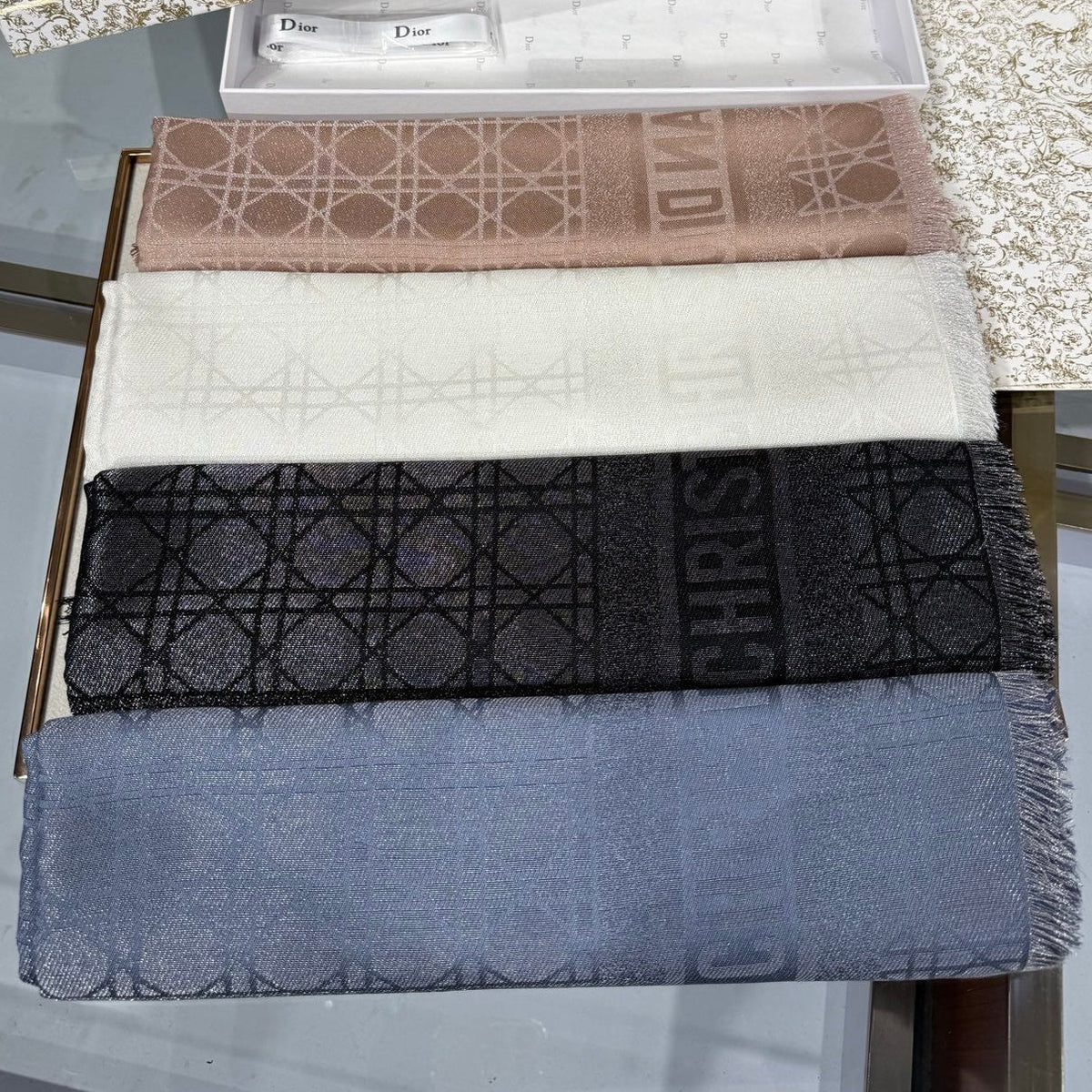Dior 2026 Cannage Scarf 140cm Silk And Cashmere 211158