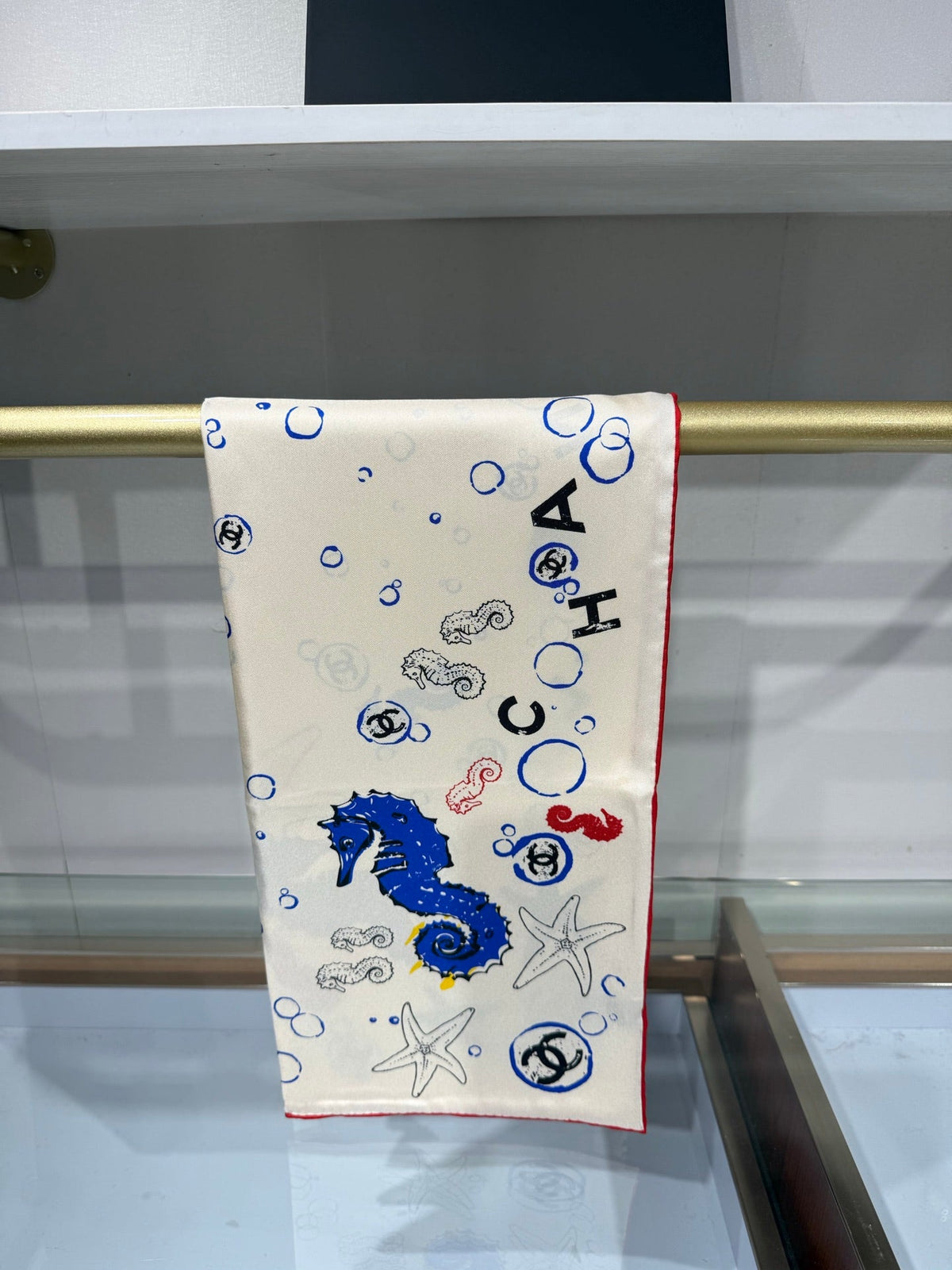 Chanel 2026 Coco Beach Scarf 90cm White Twill Silk 211474