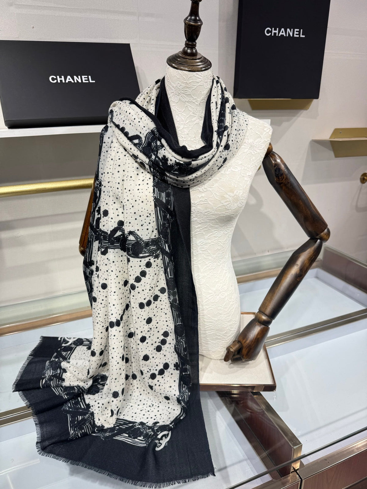 Chanel 2026 Logo Long Scarf 200cm Cashmere 213276