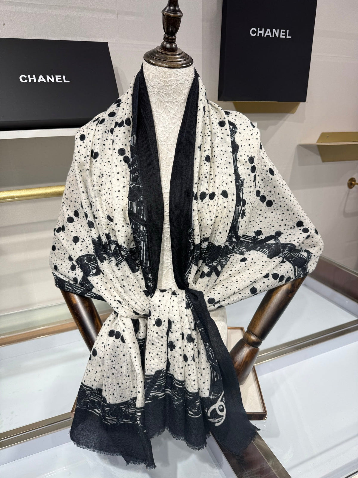 Chanel 2026 Logo Long Scarf 200cm Cashmere 213276