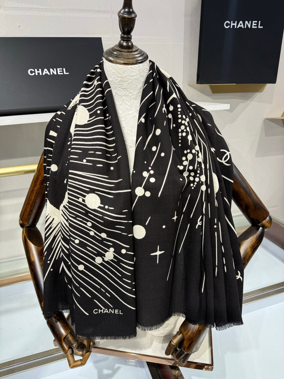 Chanel 2026 Cosmic Star Scarf 140cm Silk And Cashmere 215140