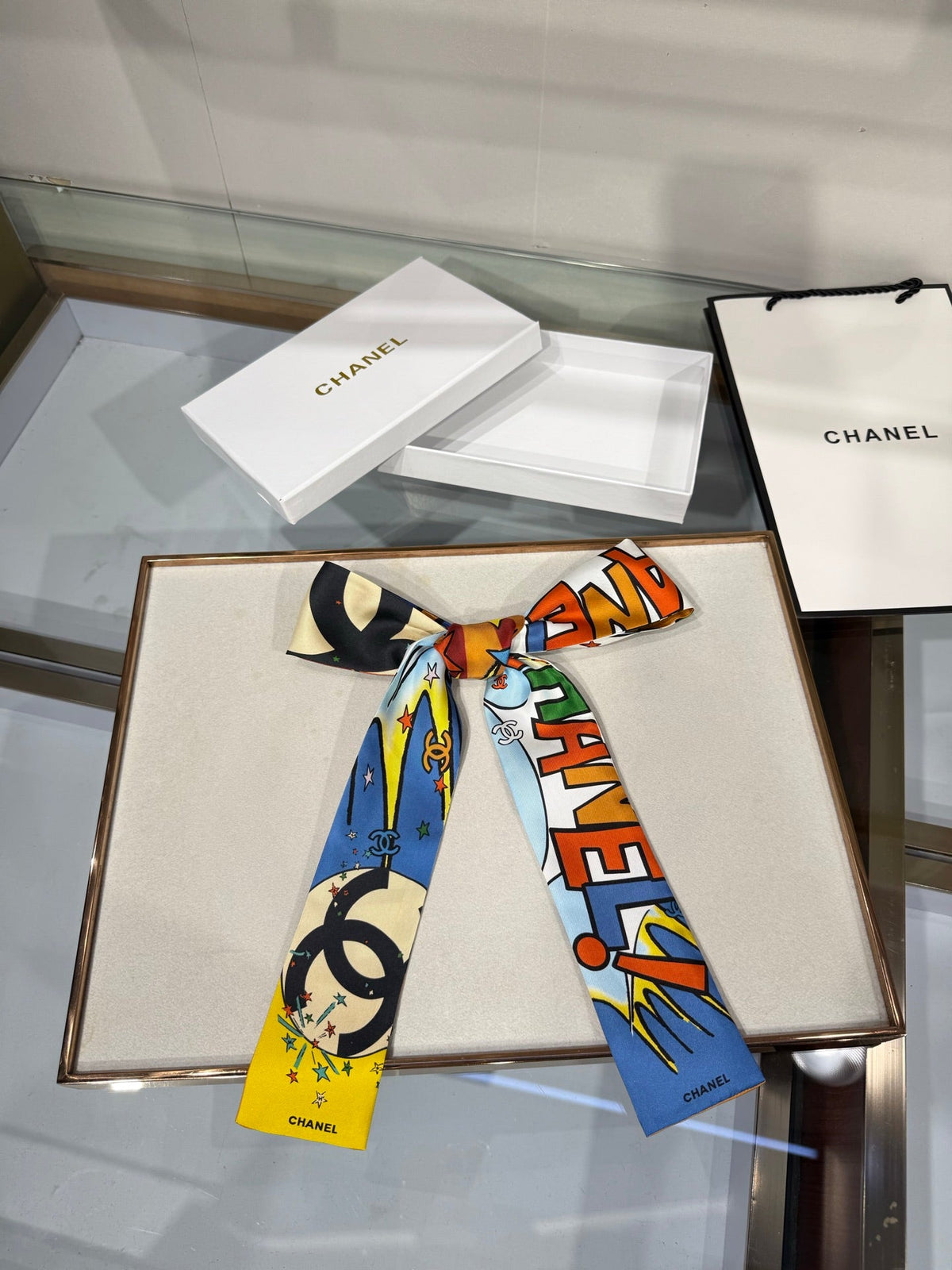 Chanel 2026 Bandeau Scarf 120cm Colorful Silk 215592