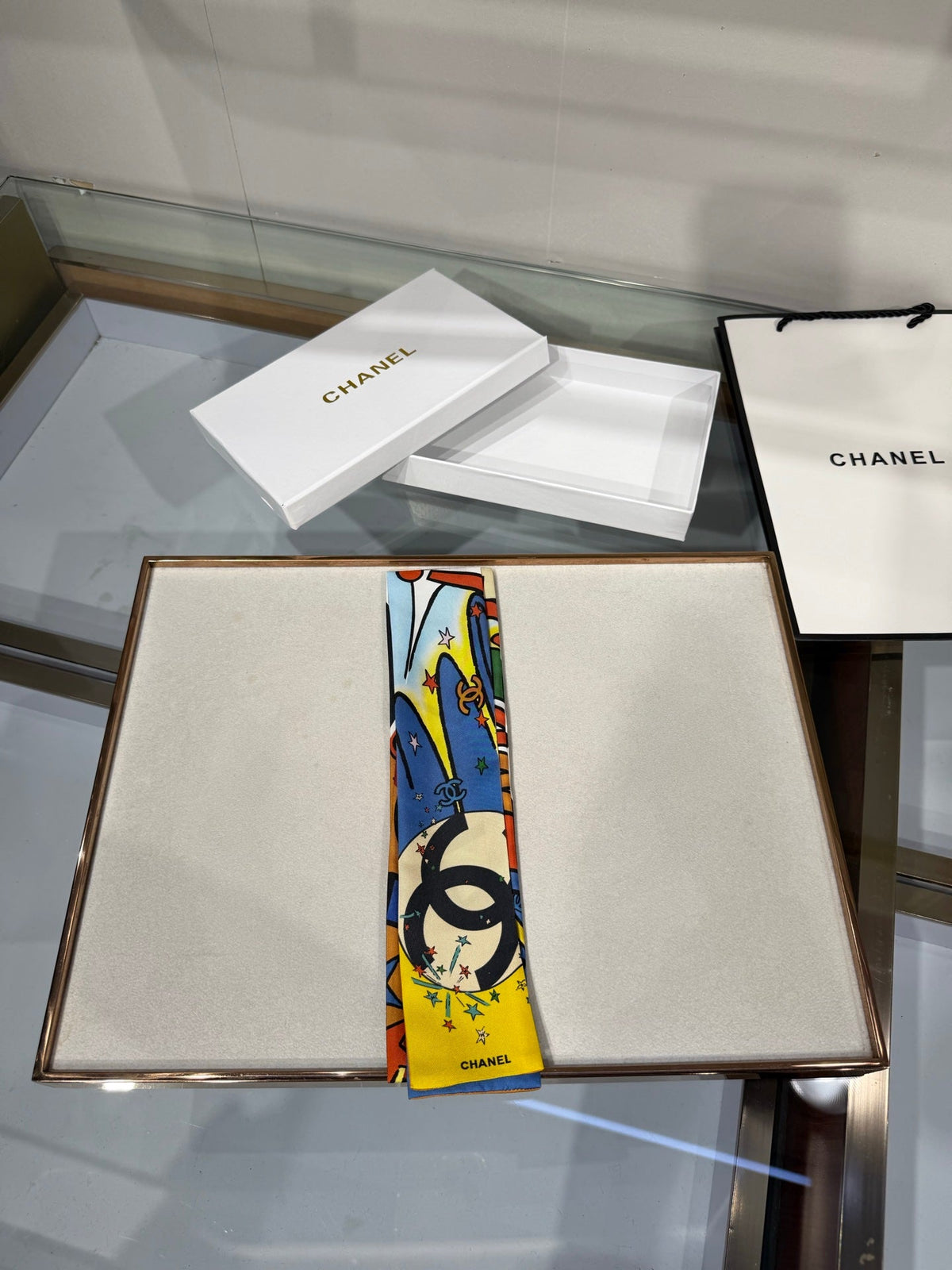 Chanel 2026 Bandeau Scarf 120cm Colorful Silk 215592