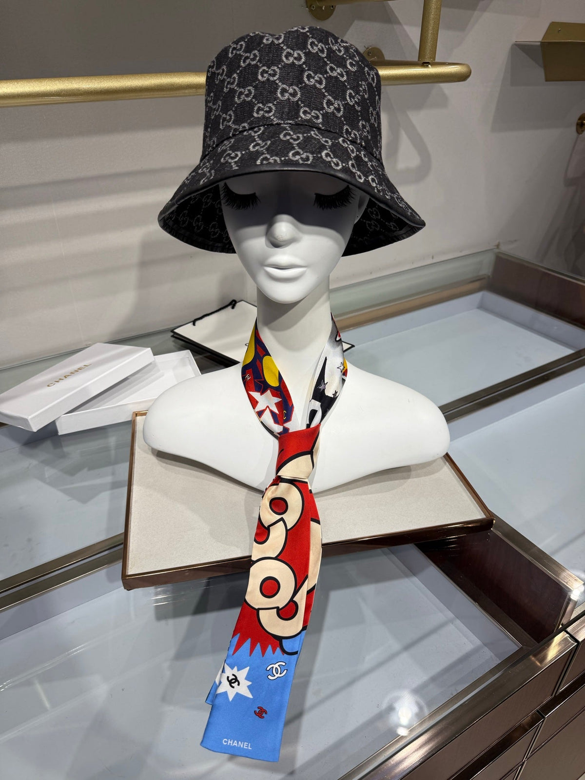 Chanel 2026 Bandeau Scarf 120cm Colorful Silk 215593