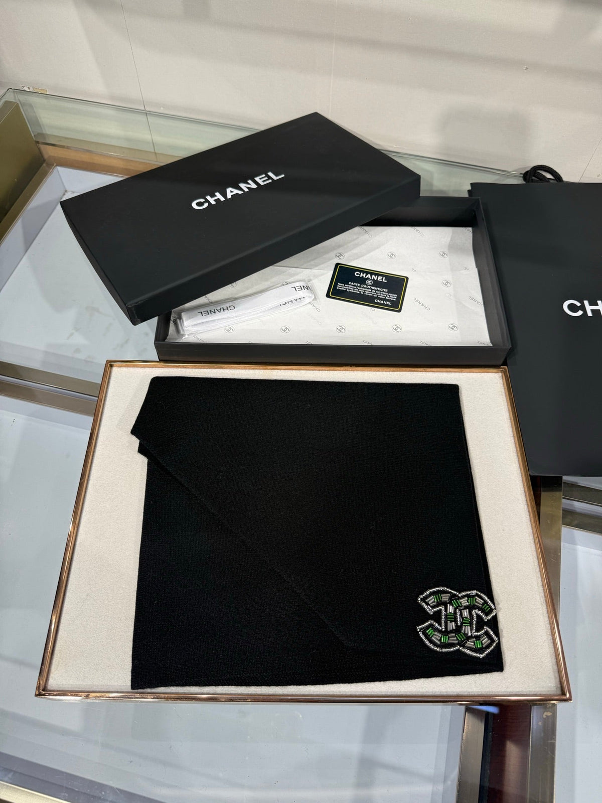 Chanel 2026 Logo CC Triangle Scarf 190cm Wool 217109