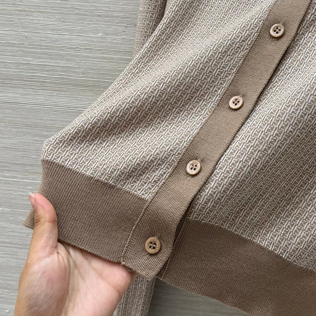 Fendi Knitted Cardigan Top Brown Wool