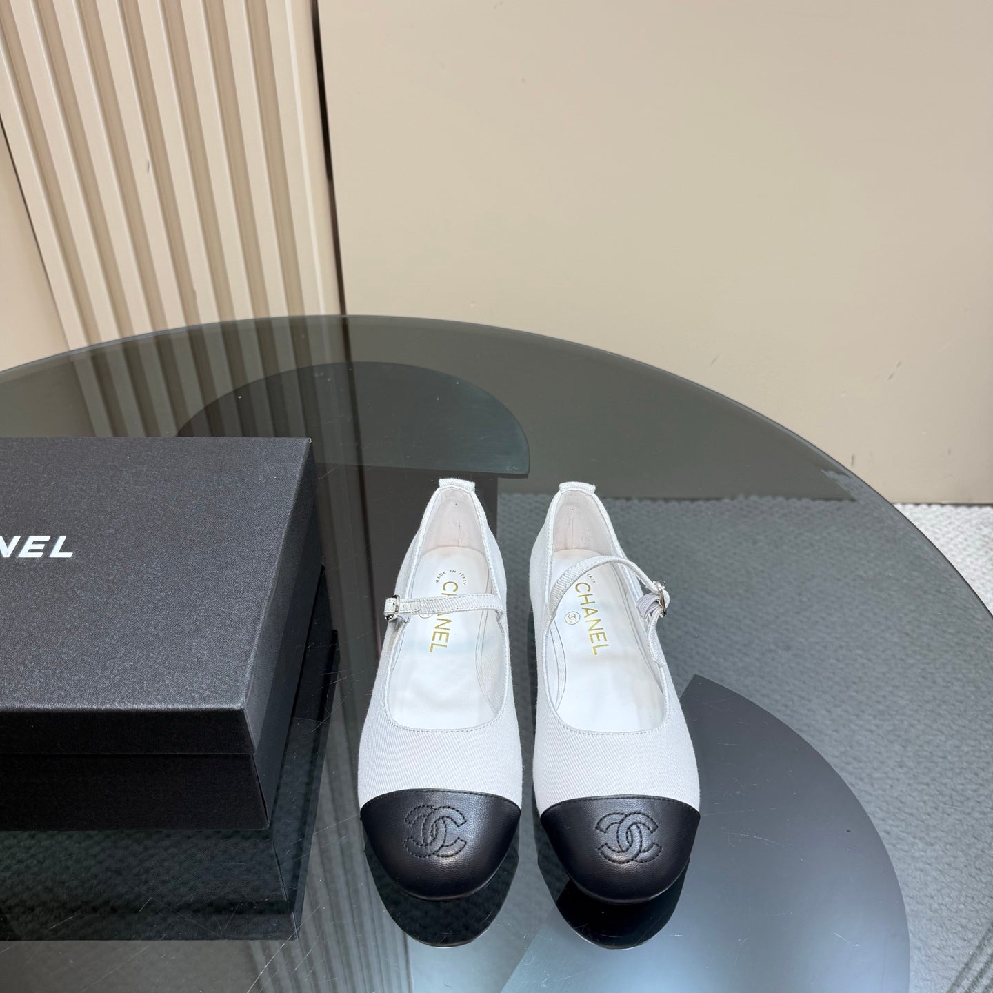 CC 25 Mary Jane Flats White Fabric 239402
