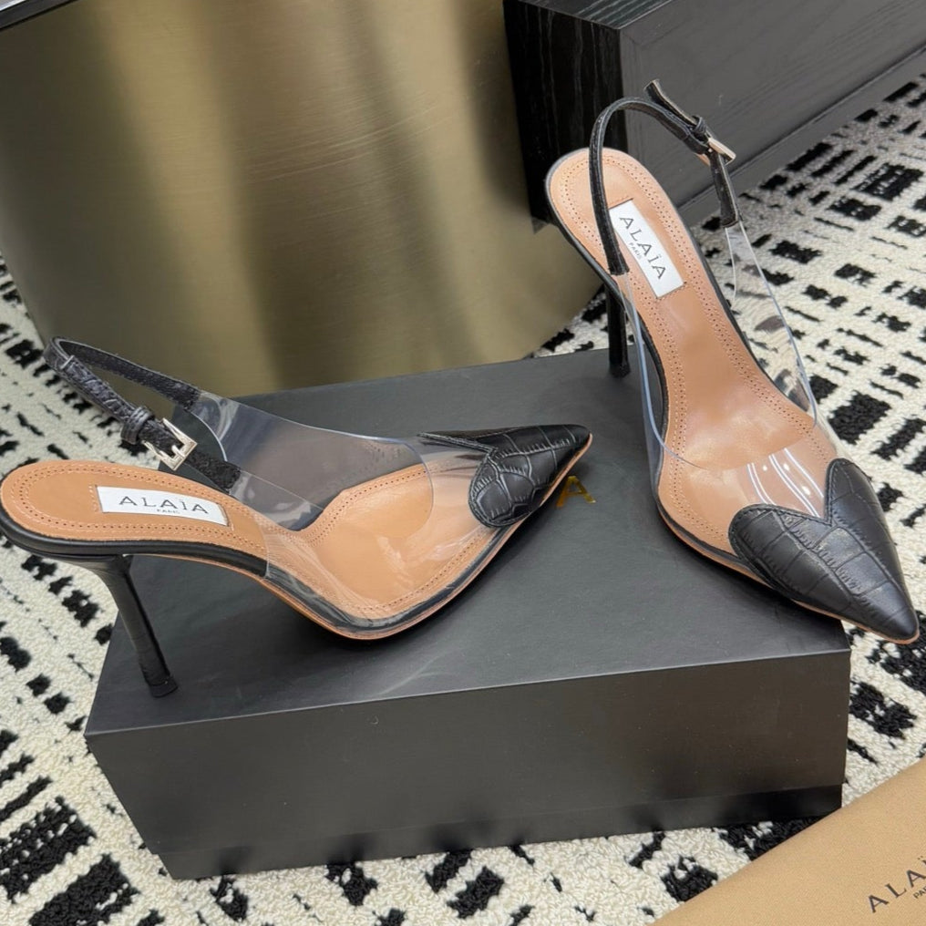 Alaia High Heels Slingbacks Black Sheepskin 299839