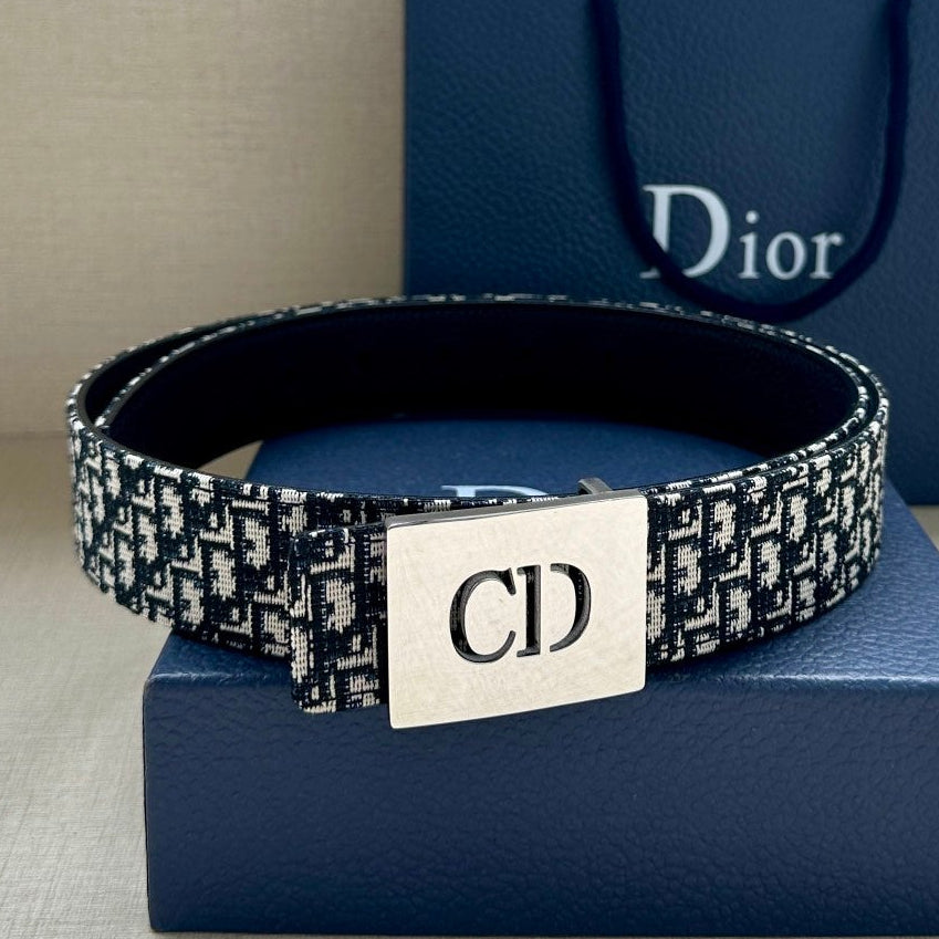 Dior 2026 Oblique Reversible Belt 35mm Canvas Leather