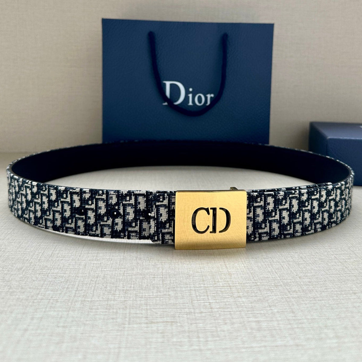 Dior 2026 Oblique Reversible Belt 35mm Canvas Leather