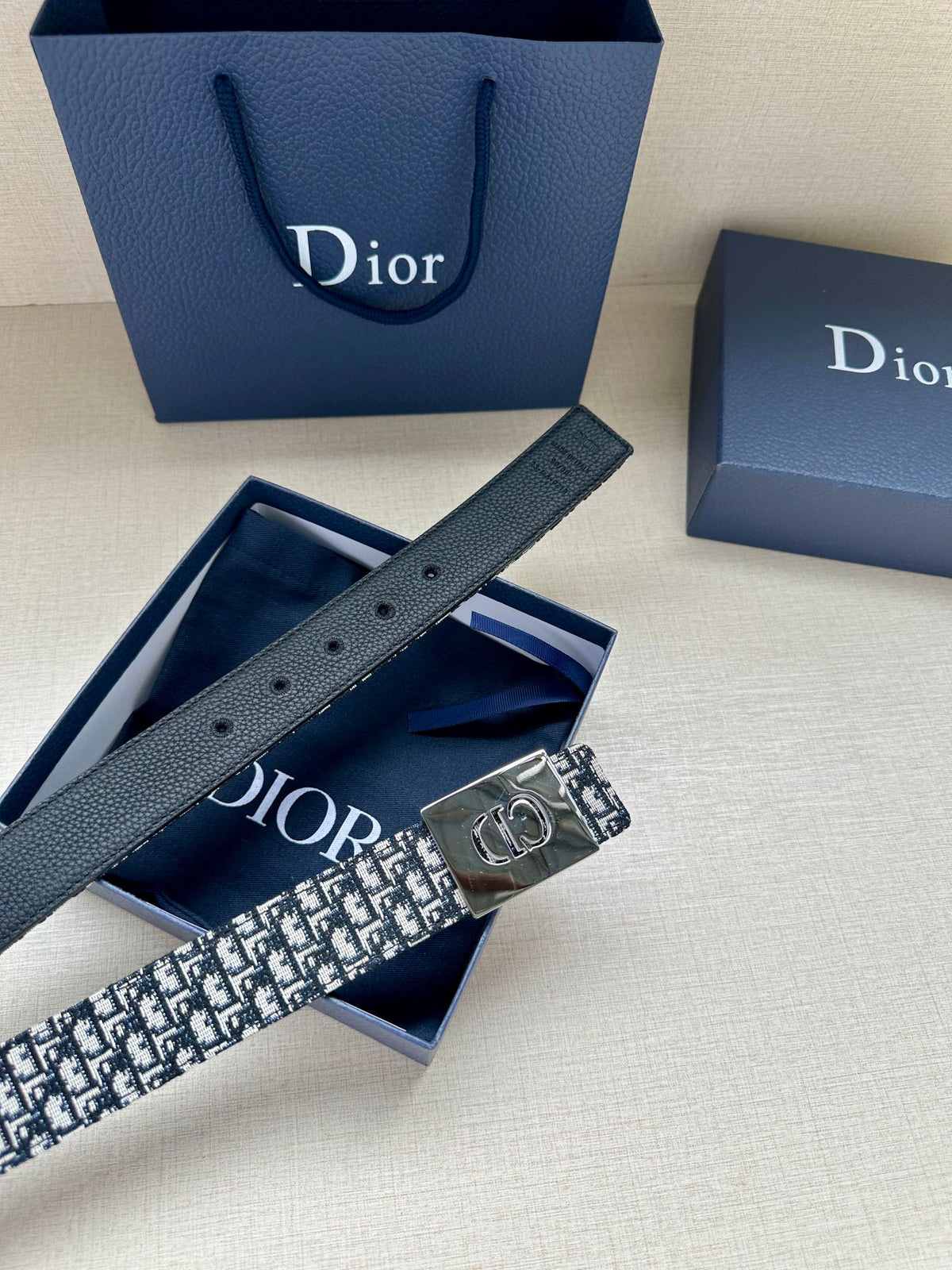 Dior 2026 Oblique Reversible Belt 35mm Canvas Leather